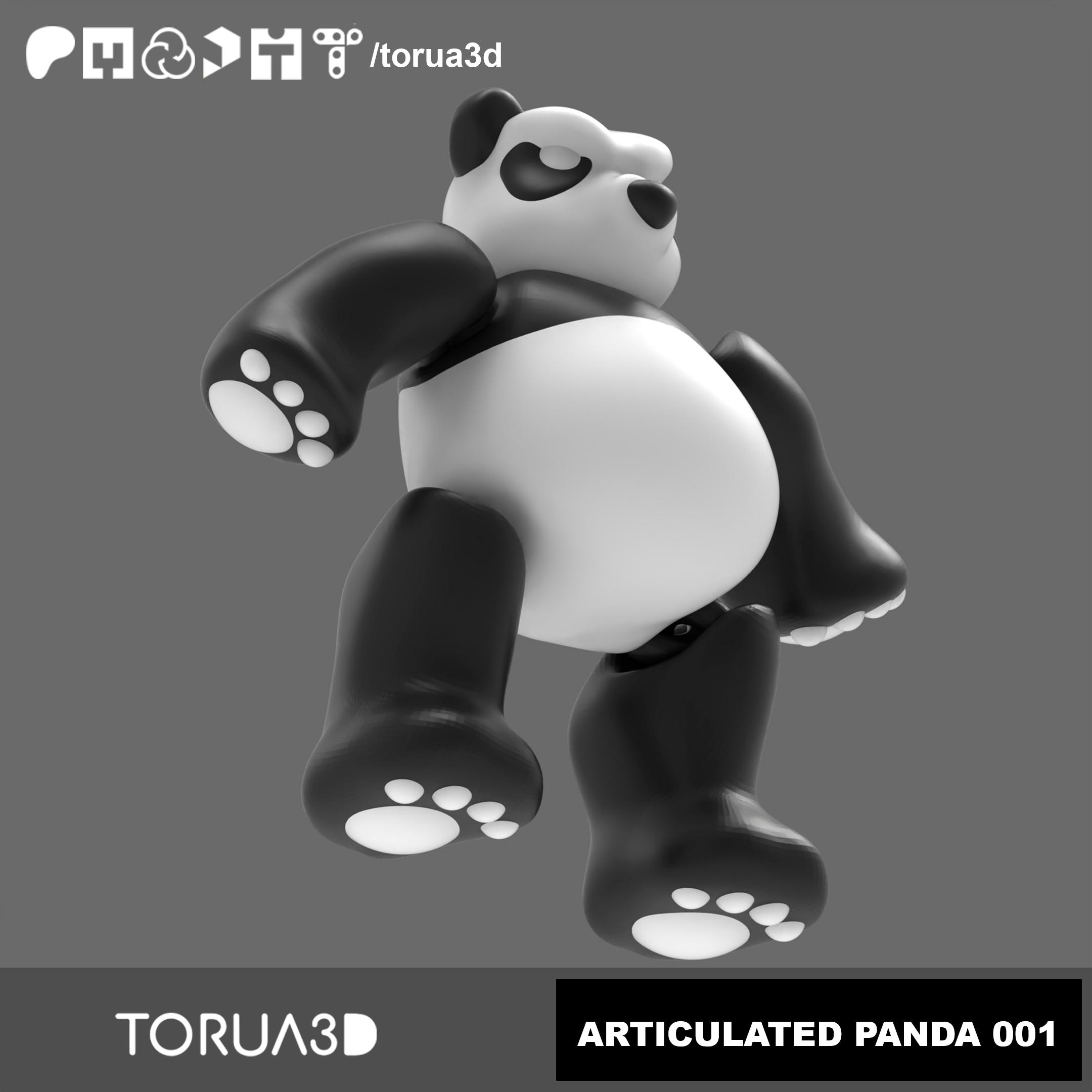 Articulated Panda 001 - Print in place - No supports - 3mf - STL 3d model