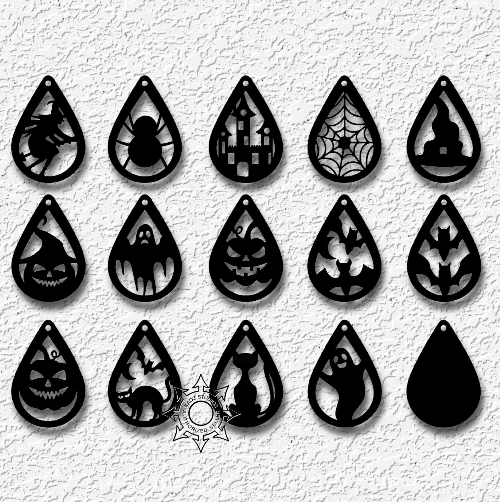 Halloween pendant pack of 15 Holiday Party Earrings 3d model