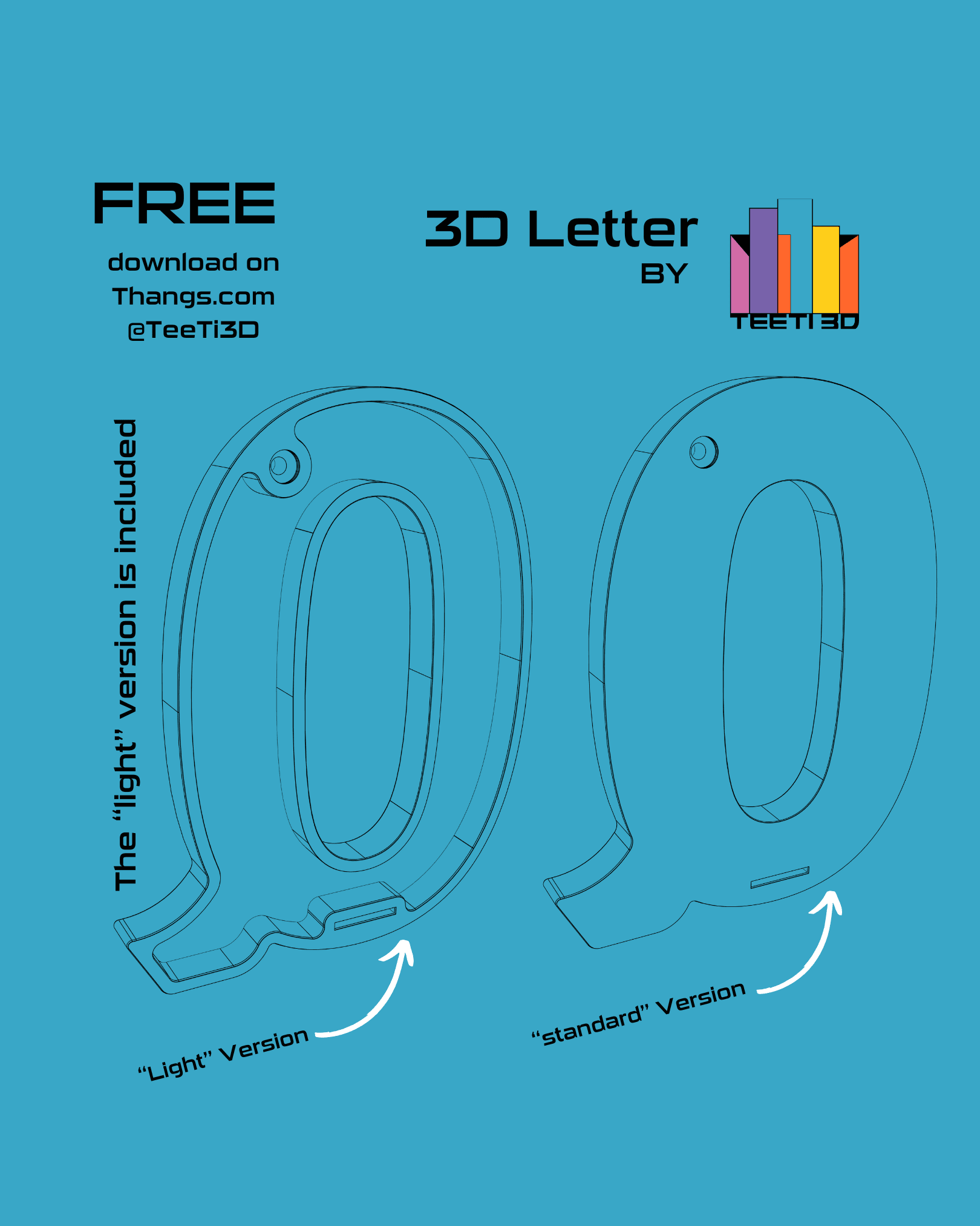 3D Letter Q - by TeeTi3D 3d model
