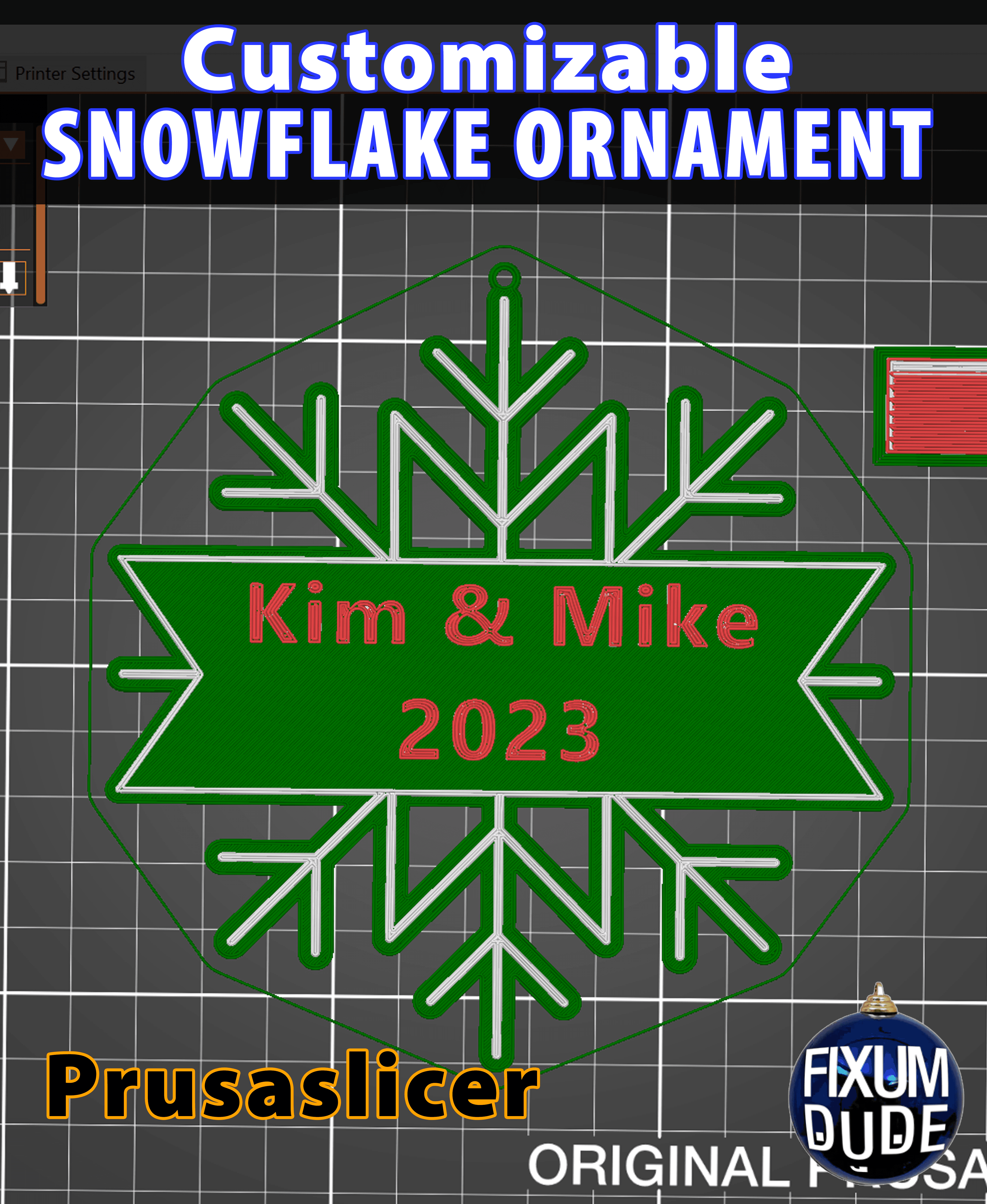 Customizable Snowflake Ornament 3d model