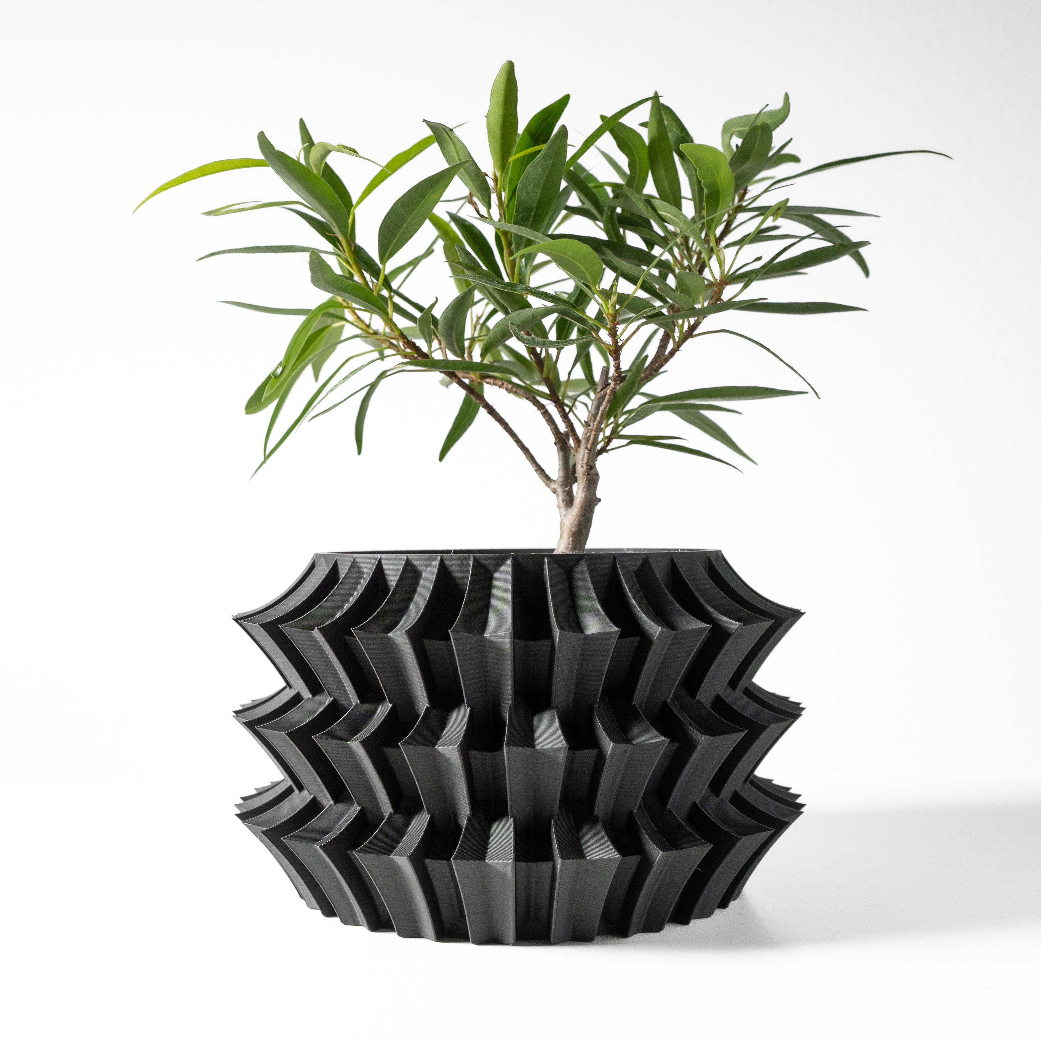 The Jori Planter Pot with Drainage Tray & Stand: Modern and Unique Home Decor for Plants 3d model