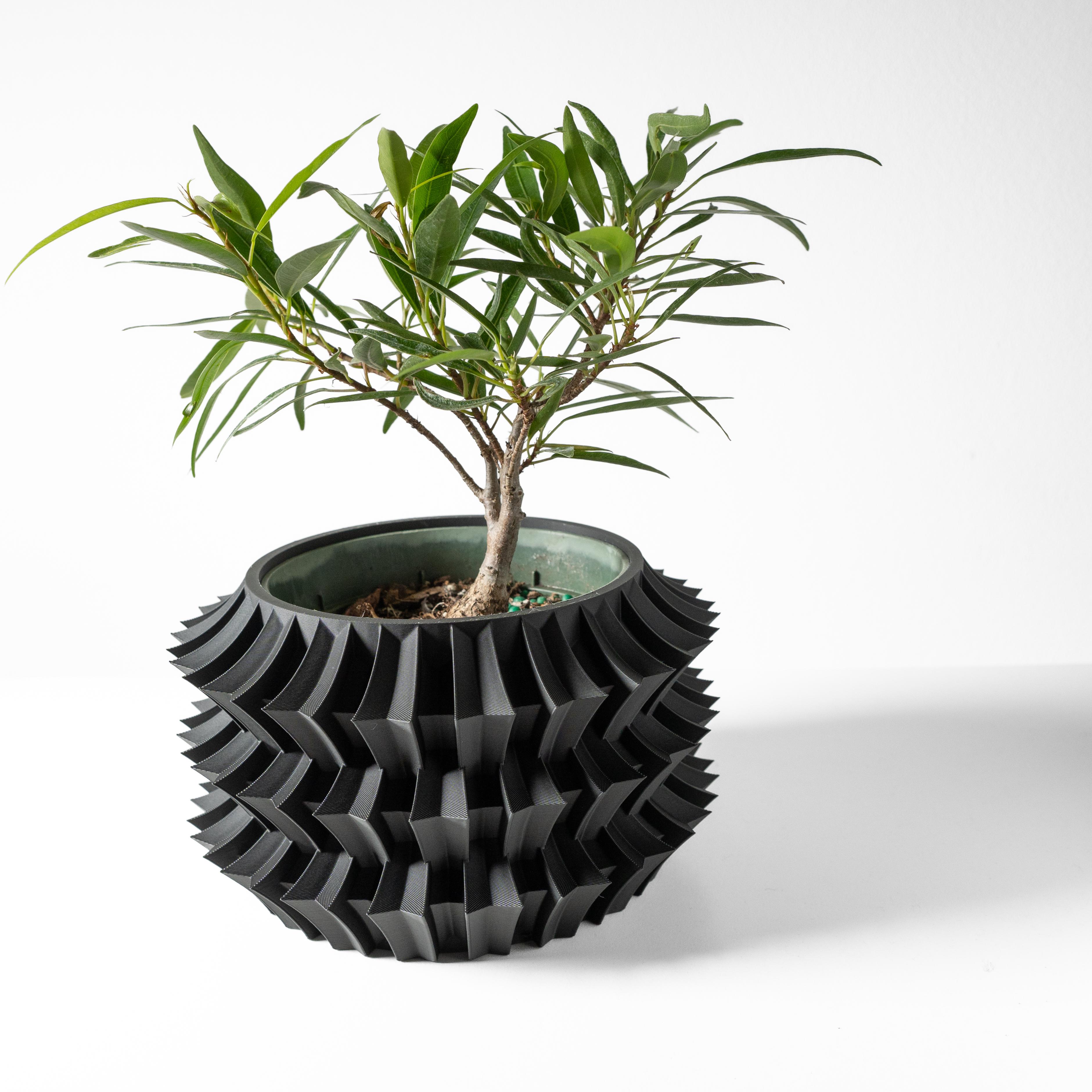 The Jori Planter Pot with Drainage Tray & Stand: Modern and Unique Home Decor for Plants 3d model