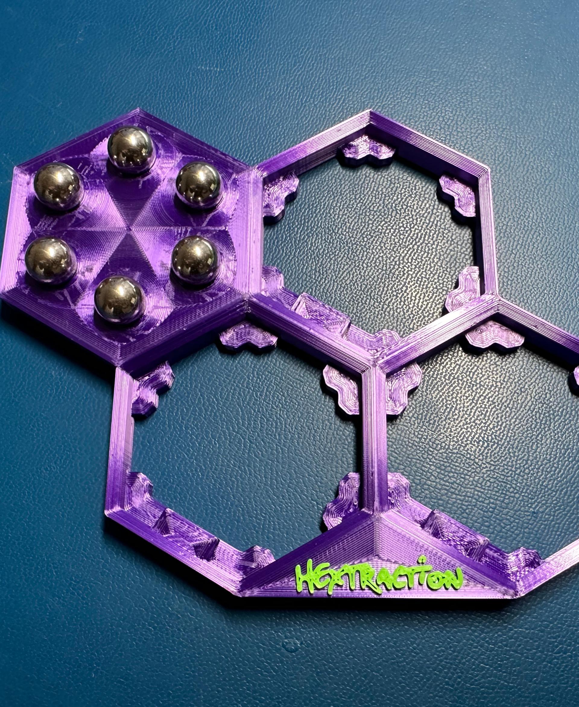 Hextraction Tile/Ball Holder - Printed in Mika3D PLA Silk Purple and Elegoo PLA+ Light Green - 3d model