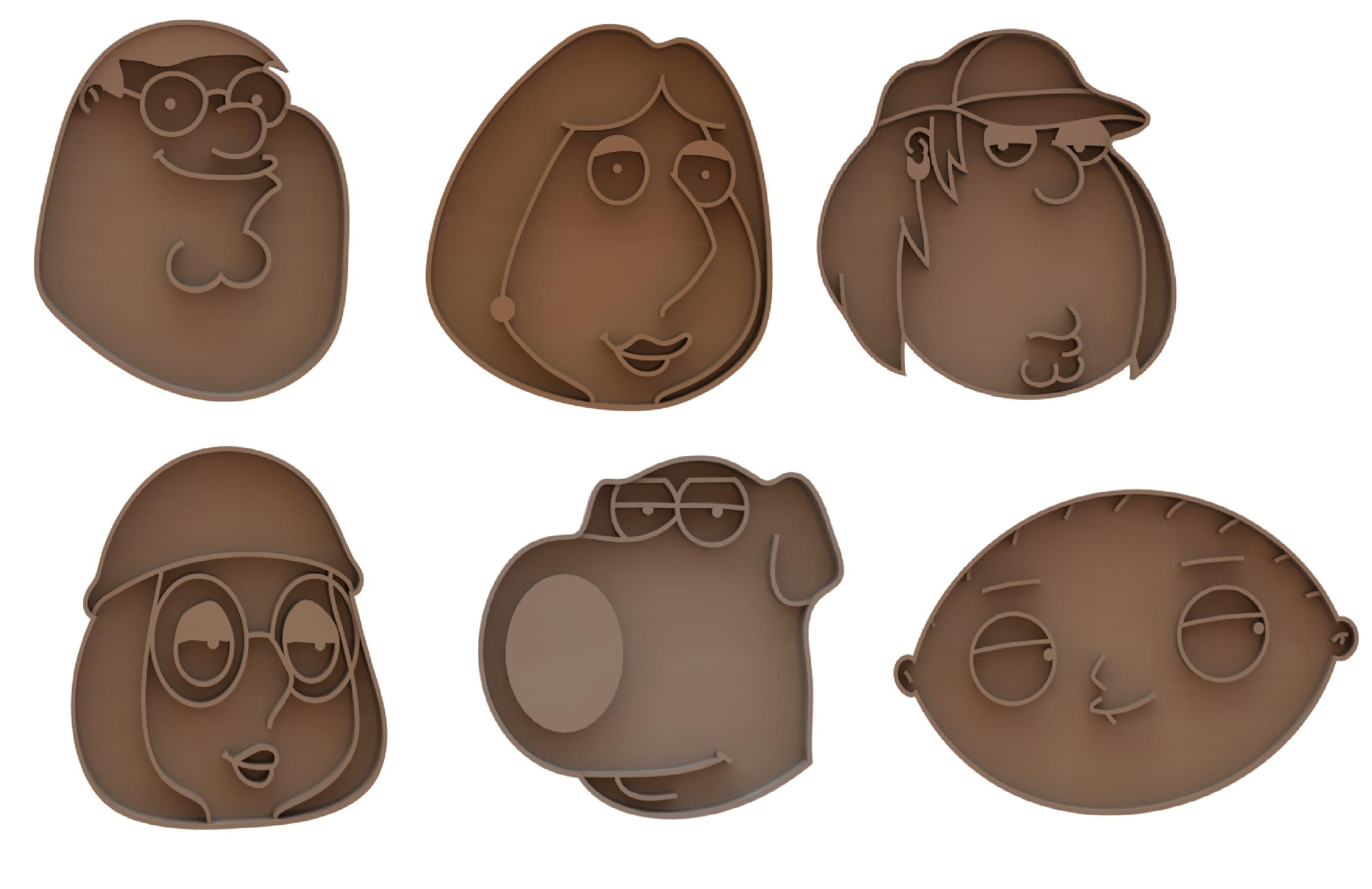 Family guy cookie cutters pack 3d model
