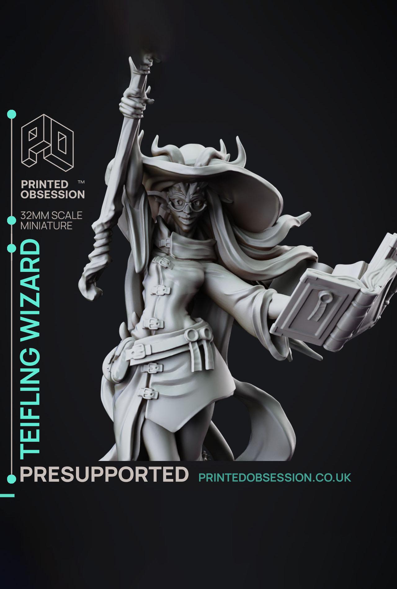 Teifling High Mage - Foundlings - PRESUPPORTED - Illustrated and Stats - 32mm scale			 3d model