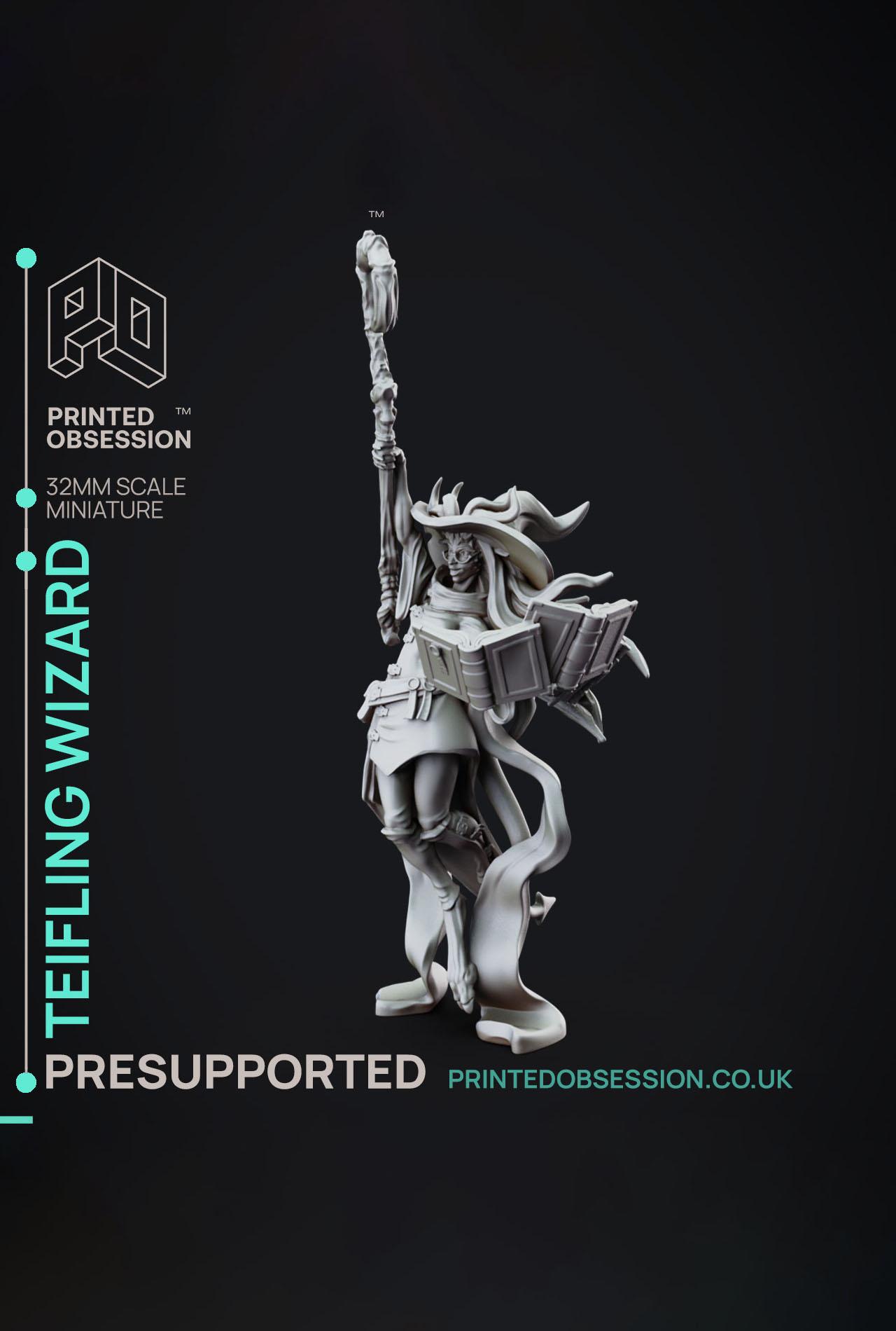 Teifling High Mage - Foundlings - PRESUPPORTED - Illustrated and Stats - 32mm scale			 3d model