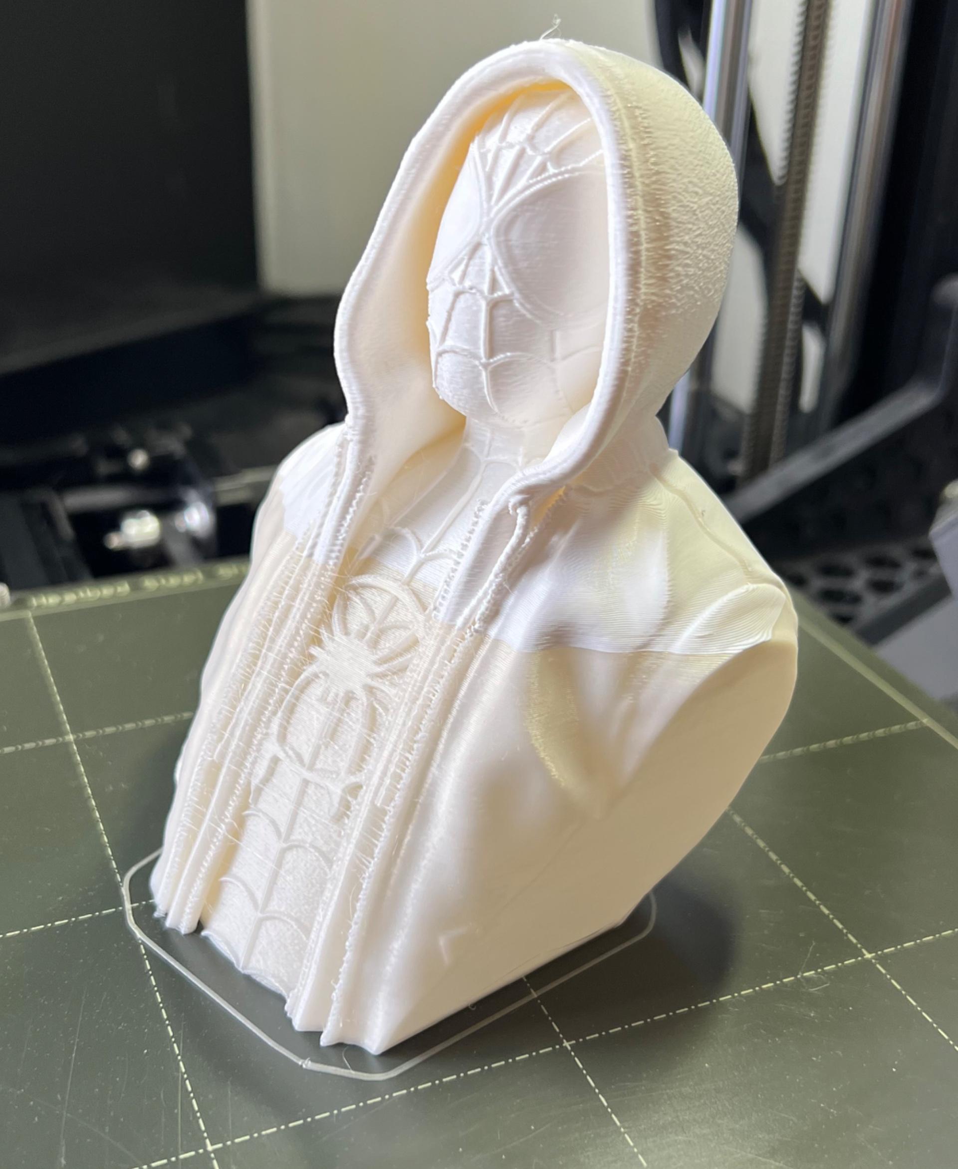 Miles Morales Spiderman (Pre-Supported) - Ran out of filament halfway through. Printer with lightning infill and variable layer height. - 3d model