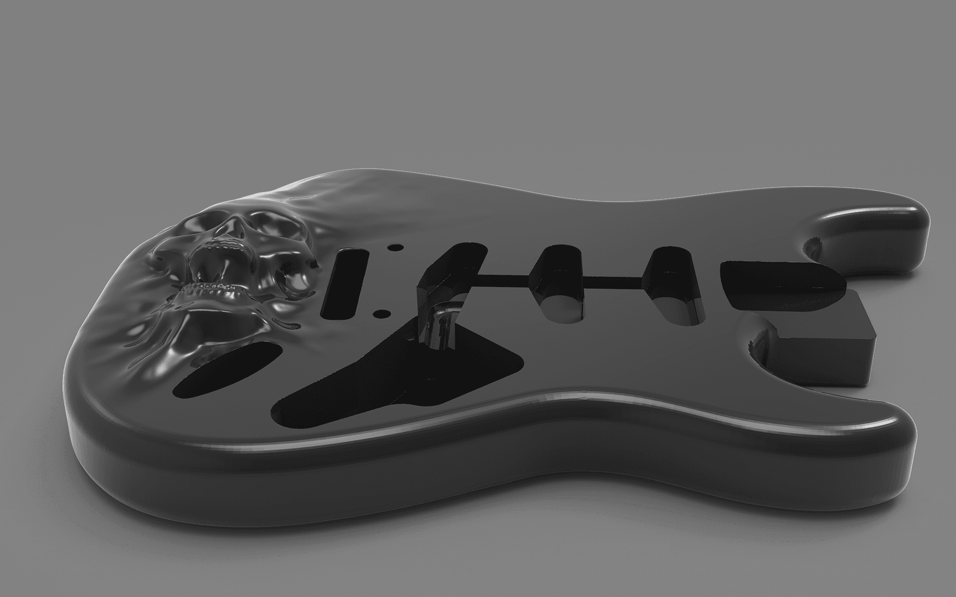 Skullocaster Electric Guitar Body With Custom Sculpted Skull As part of the body 3d model