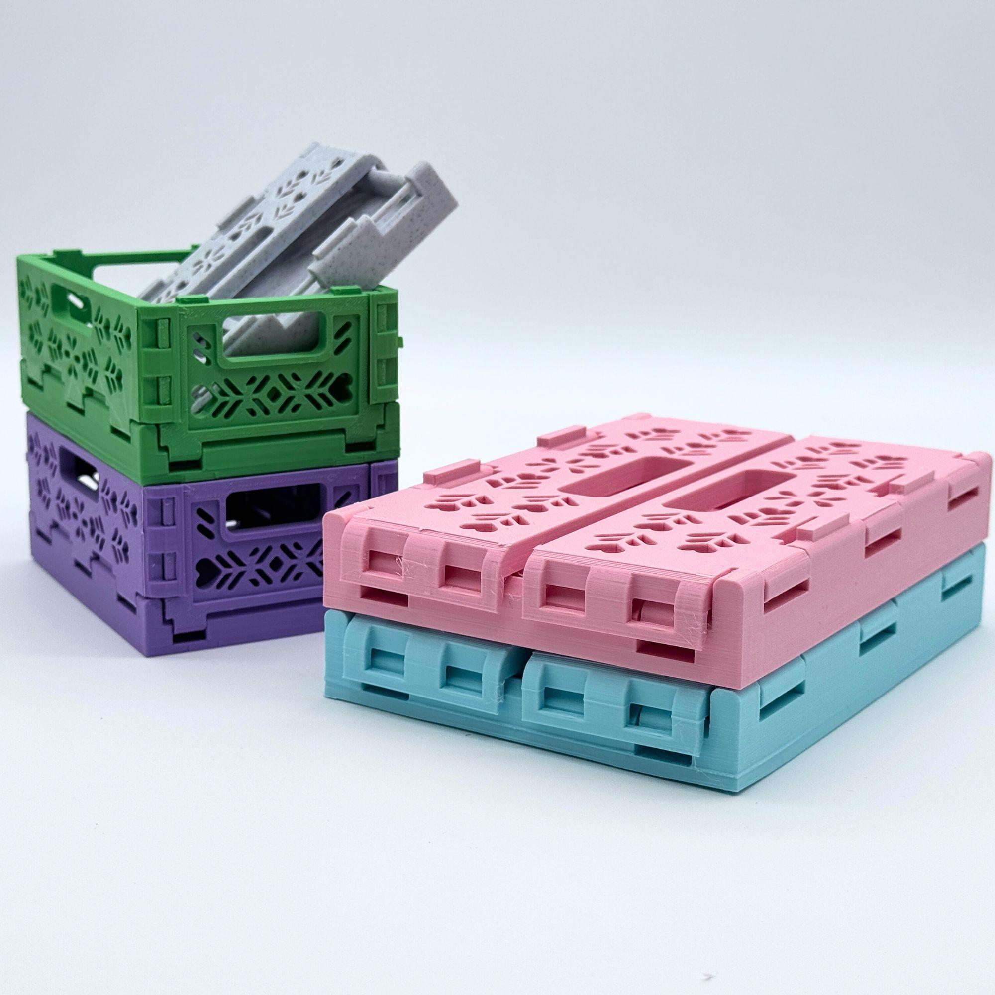 3D Printable Floral Foldable and Stackable Crates 3d model