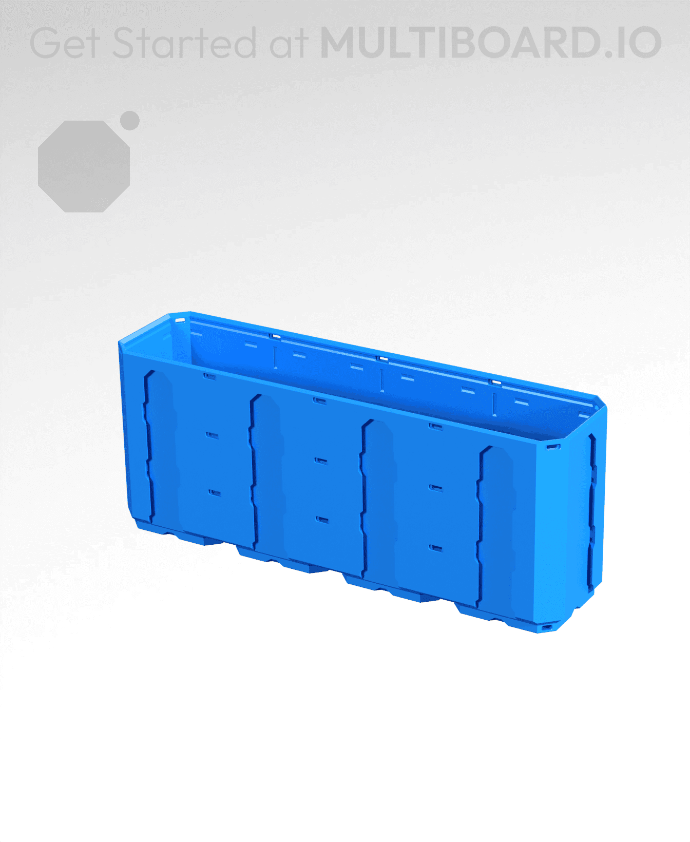 4x1x1.5 - Topped Multipoint Rail - Multibin Shell 3d model