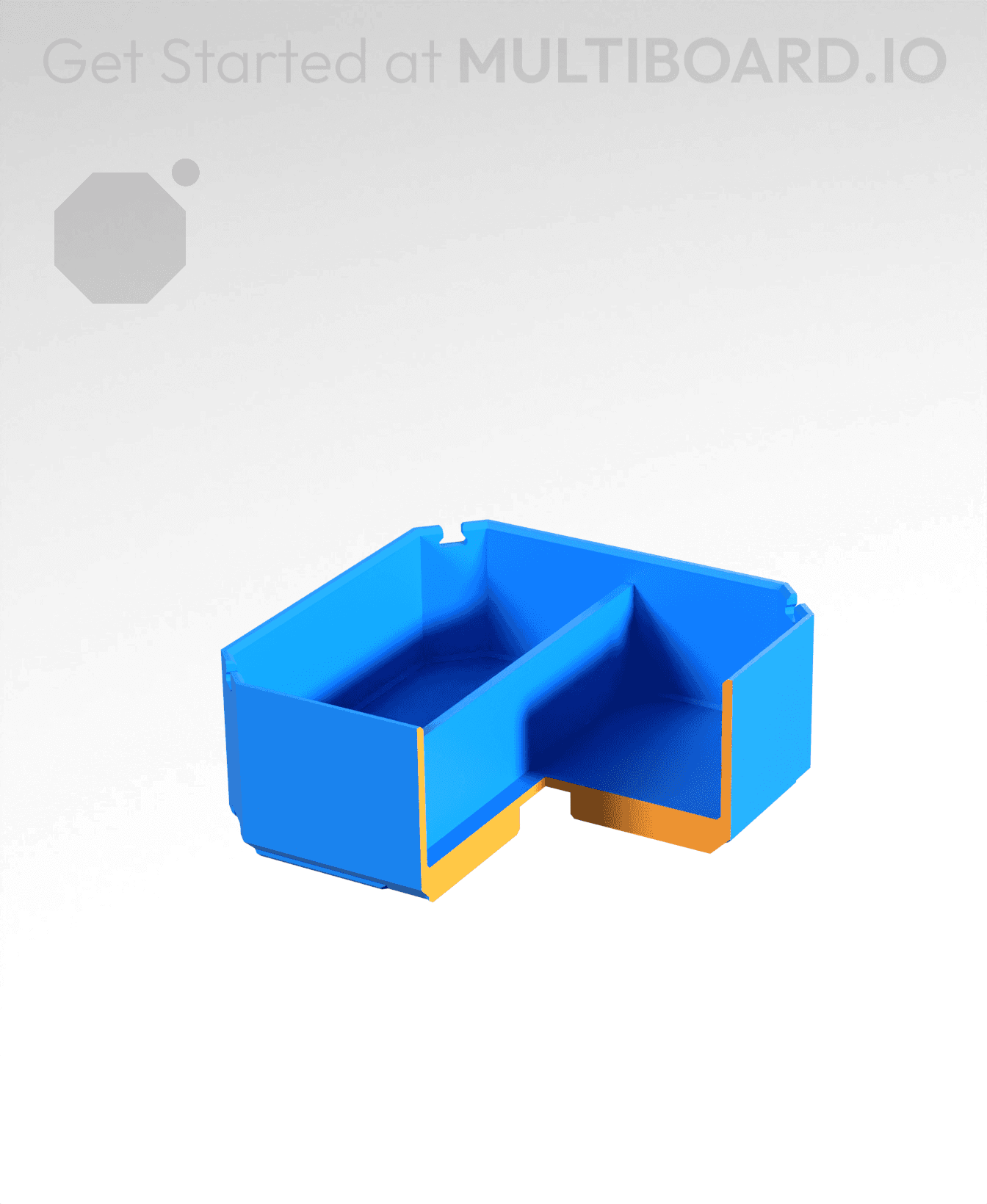 1x1x0.5 - Double Divided Bin - Multibin Insert 3d model