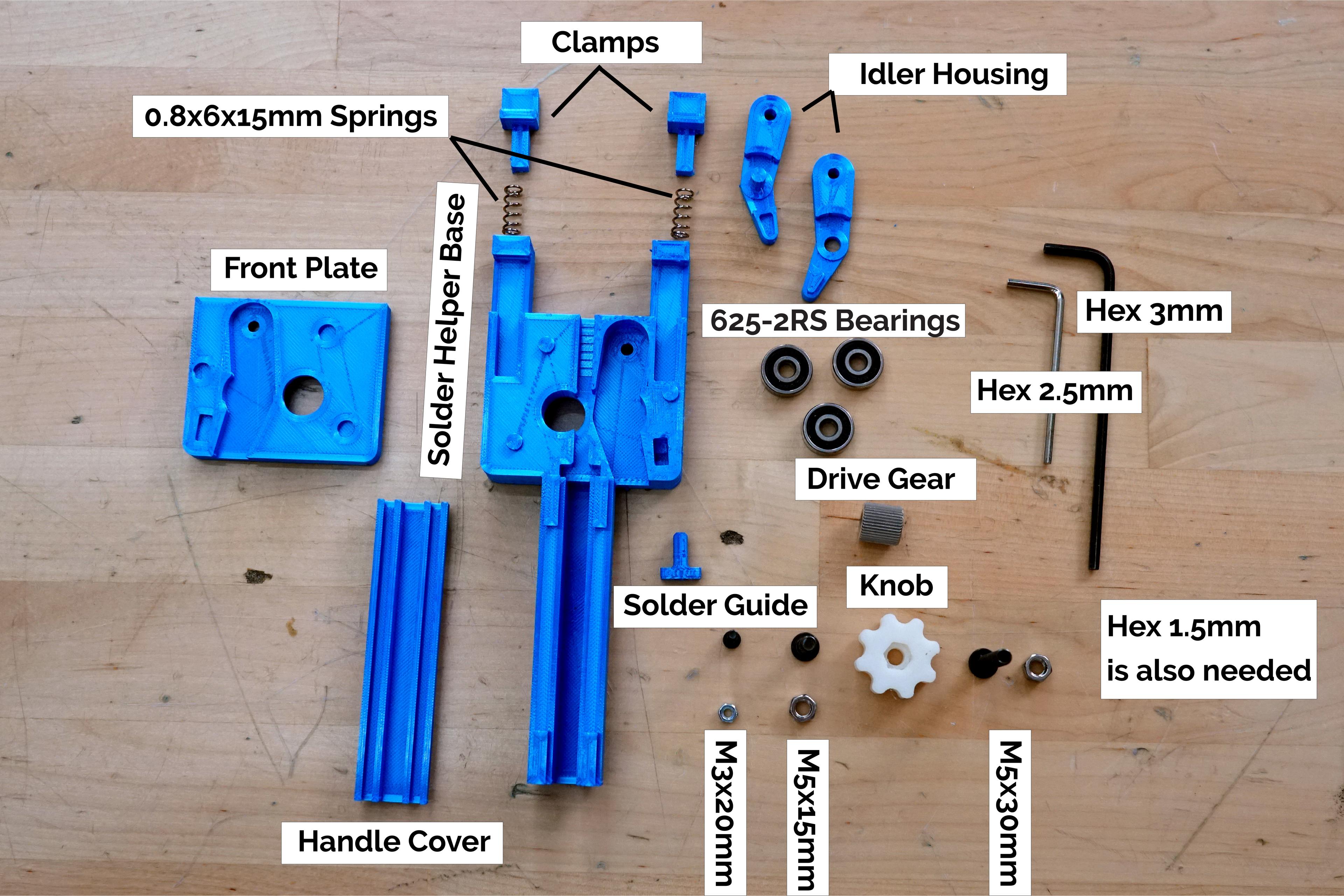 Soldering Helper - 3D Printed Parts and Supplies Needed to Assemble the Solder Helper - 3d model