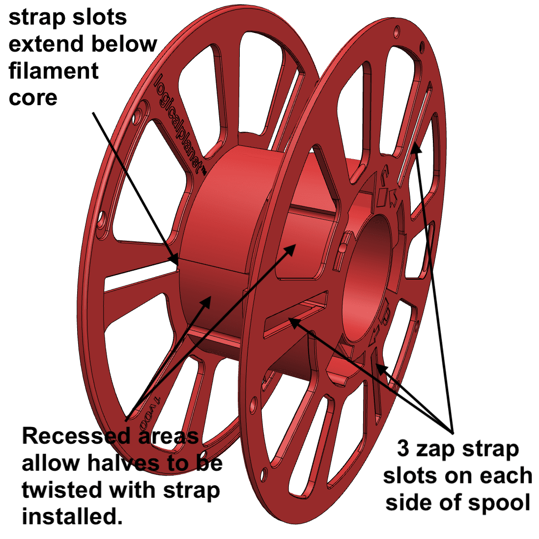 Logical Planet Re-useable Filament Spool 1v00 3d model