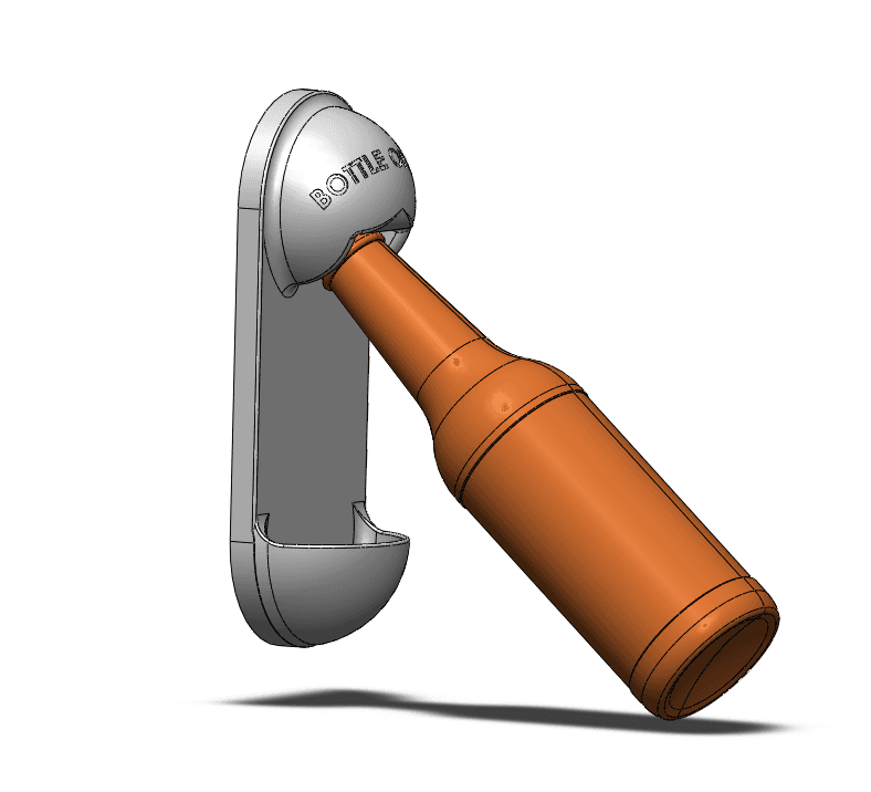 Bottle opener with cap catcher 3d model