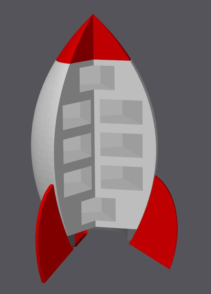 9V Battery Holder Rocket 3d model