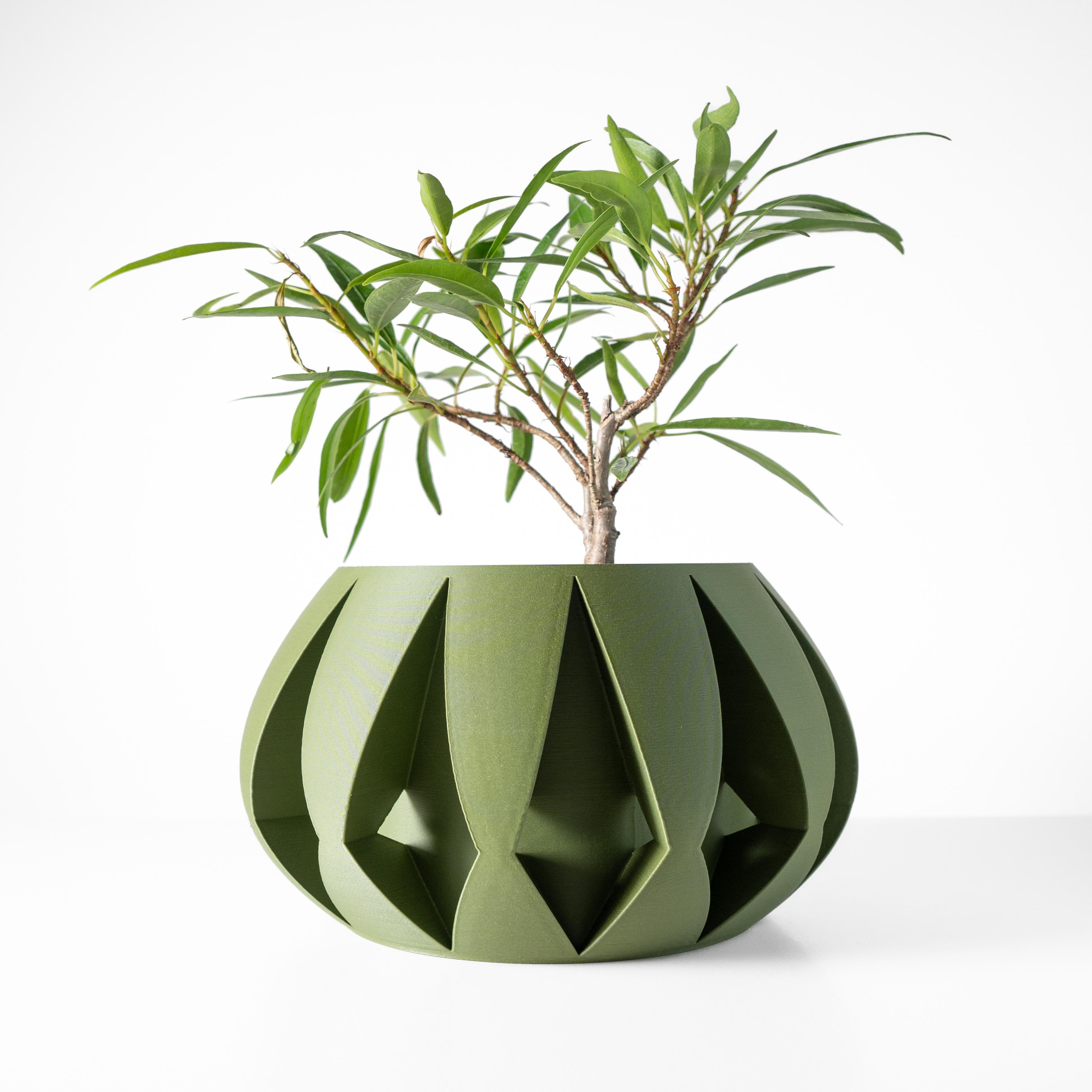 The Moki Planter Pot with Drainage Tray & Stand: Modern and Unique Home Decor for Plants 3d model
