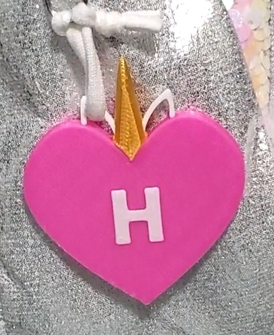 Unicorn heart monogram charm - Used as a zipper charm for a backpack - 3d model