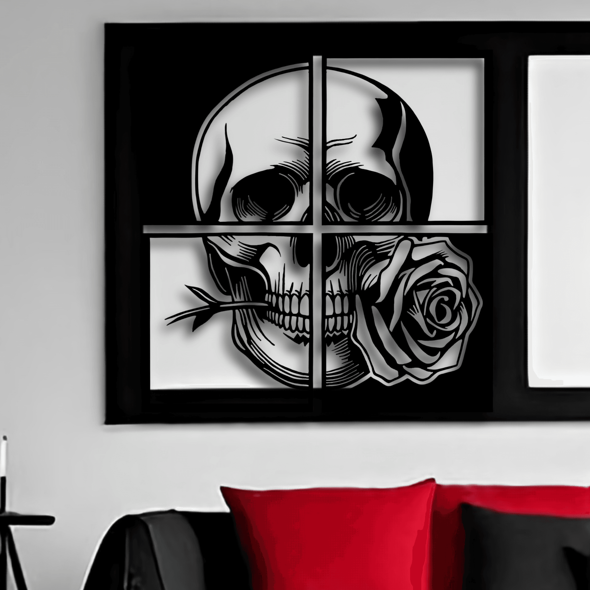 Piece 3 of 4 of HUGE Gothic Skull with Rose Halloween Wall Art 3d model