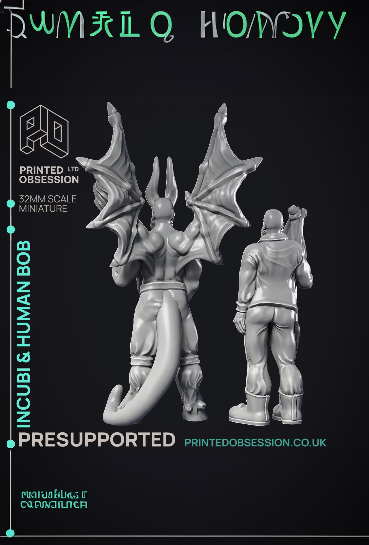 Incubi & human 'Bob' - lesser demon - PRESUPPORTED - Hell Hath No Fury - 32mm scale  3d model