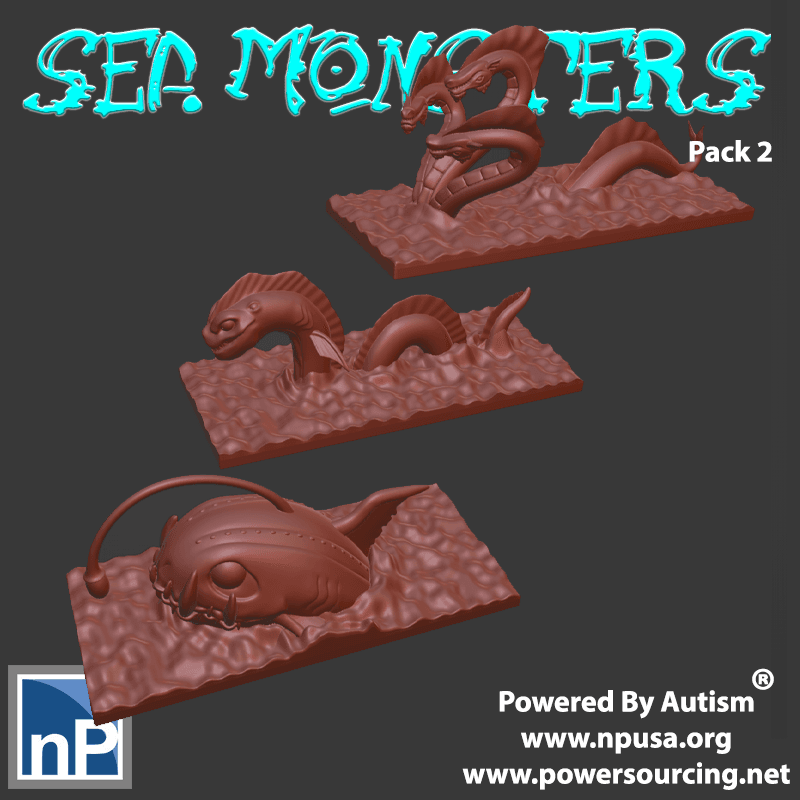 Mini Sea Monsters, pack 2 3d model