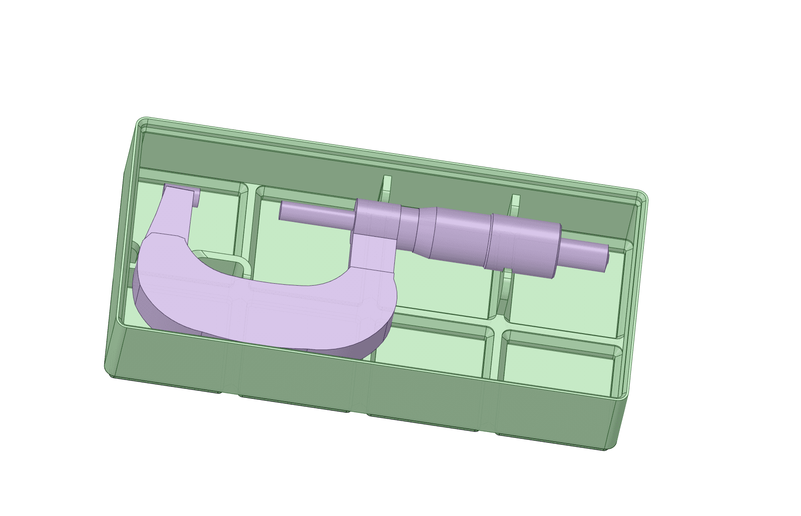 Micrometer Case - I created a 3D model of the micrometer to figure out how best to support it in the case. - 3d model