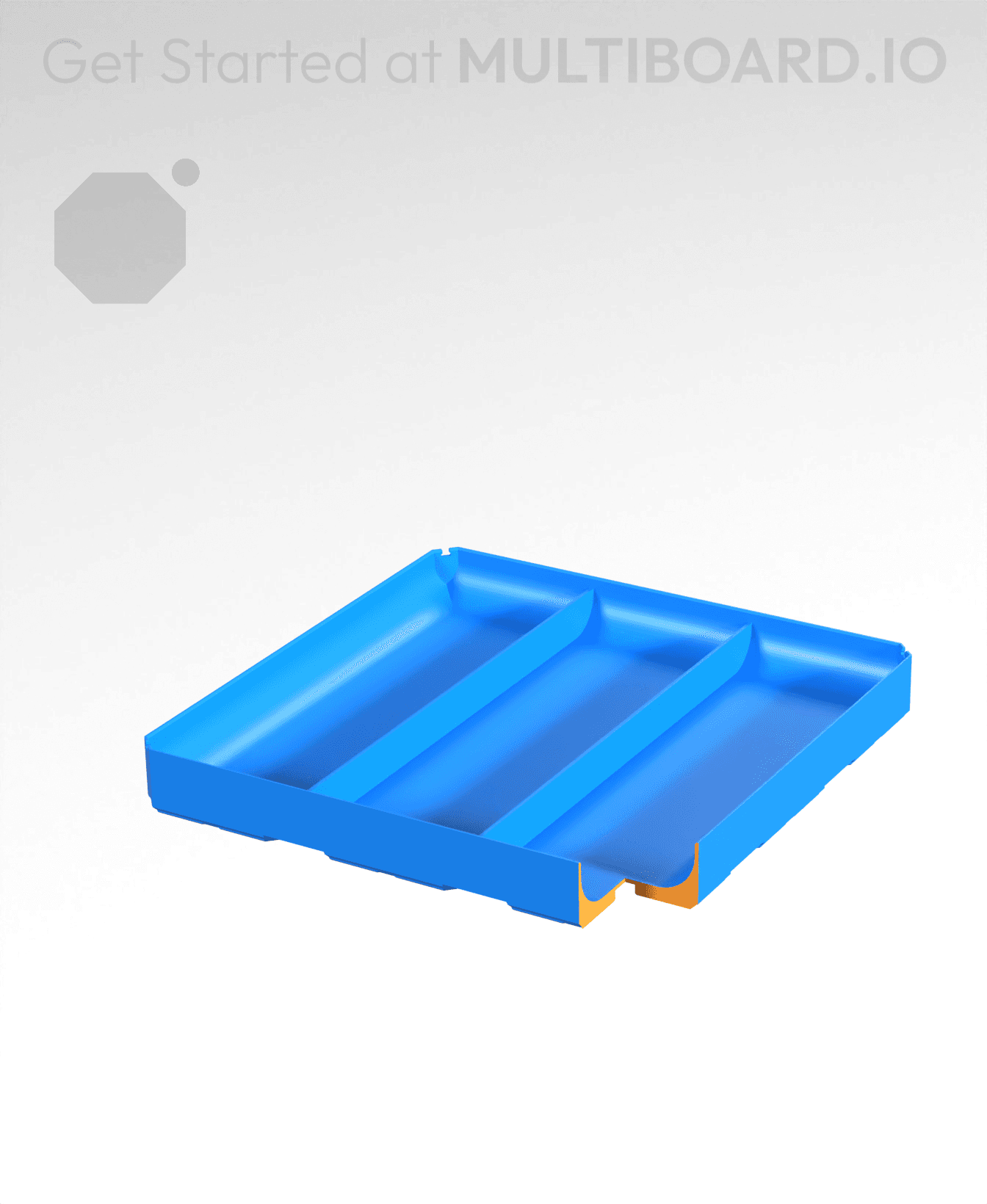 3x3x0.5 - Full Curved - Divided Bin - Multibin Insert 3d model