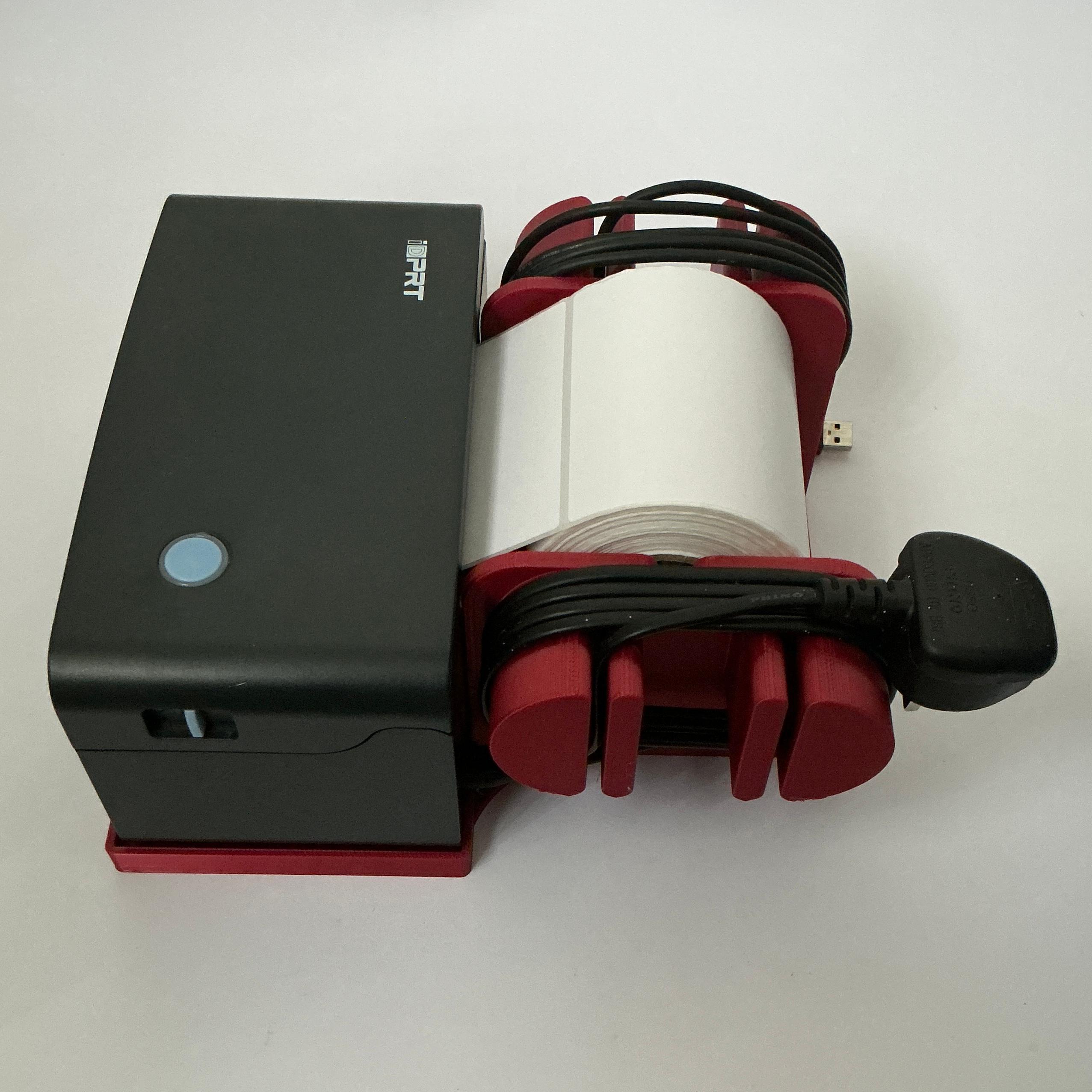 Thermal Label Printer & Roll Holder Parametric 3d model