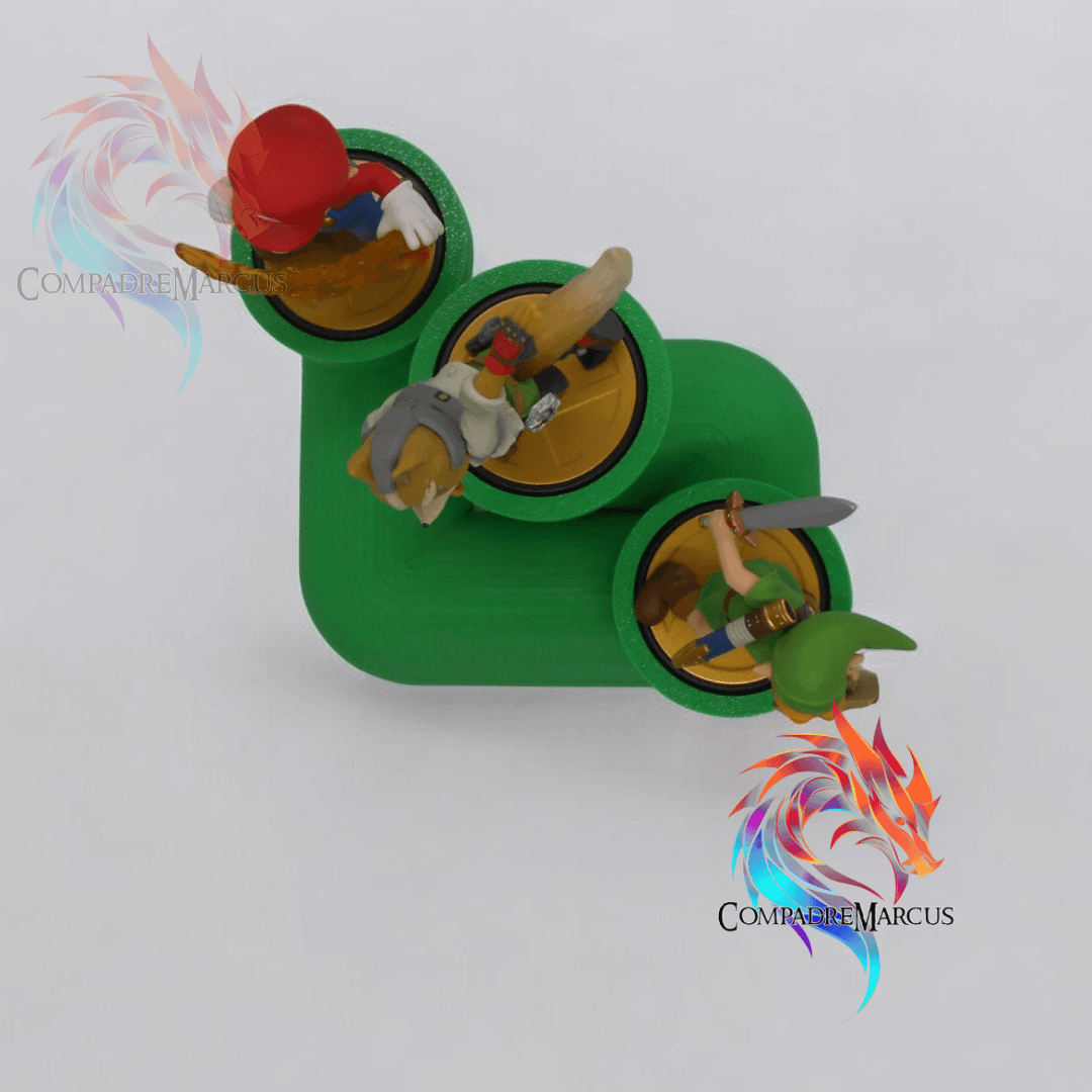 Amiibo Triple Pipe Display / No supports 3d model