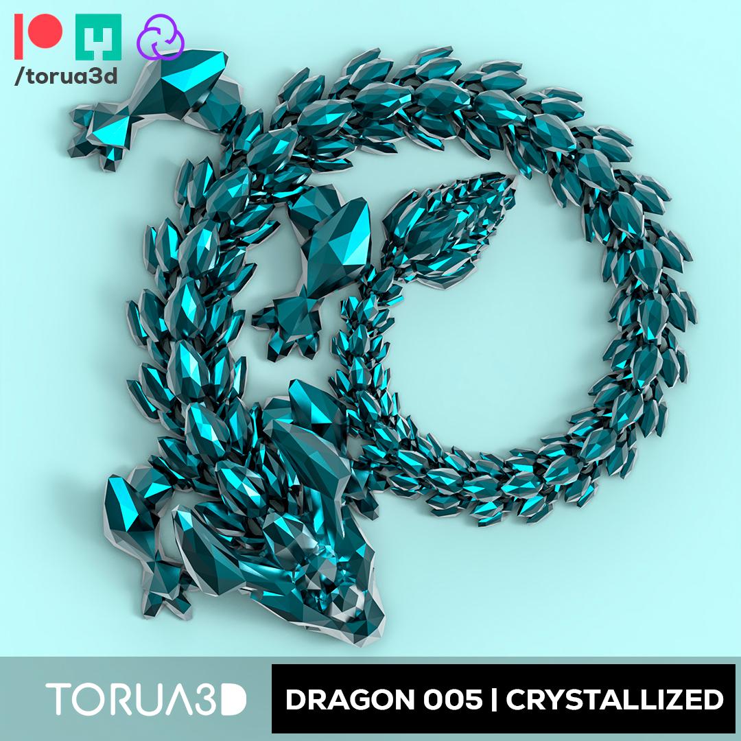 Articulated Dragon 005 - Crystallized - No supports - Print in place - STL 3d model