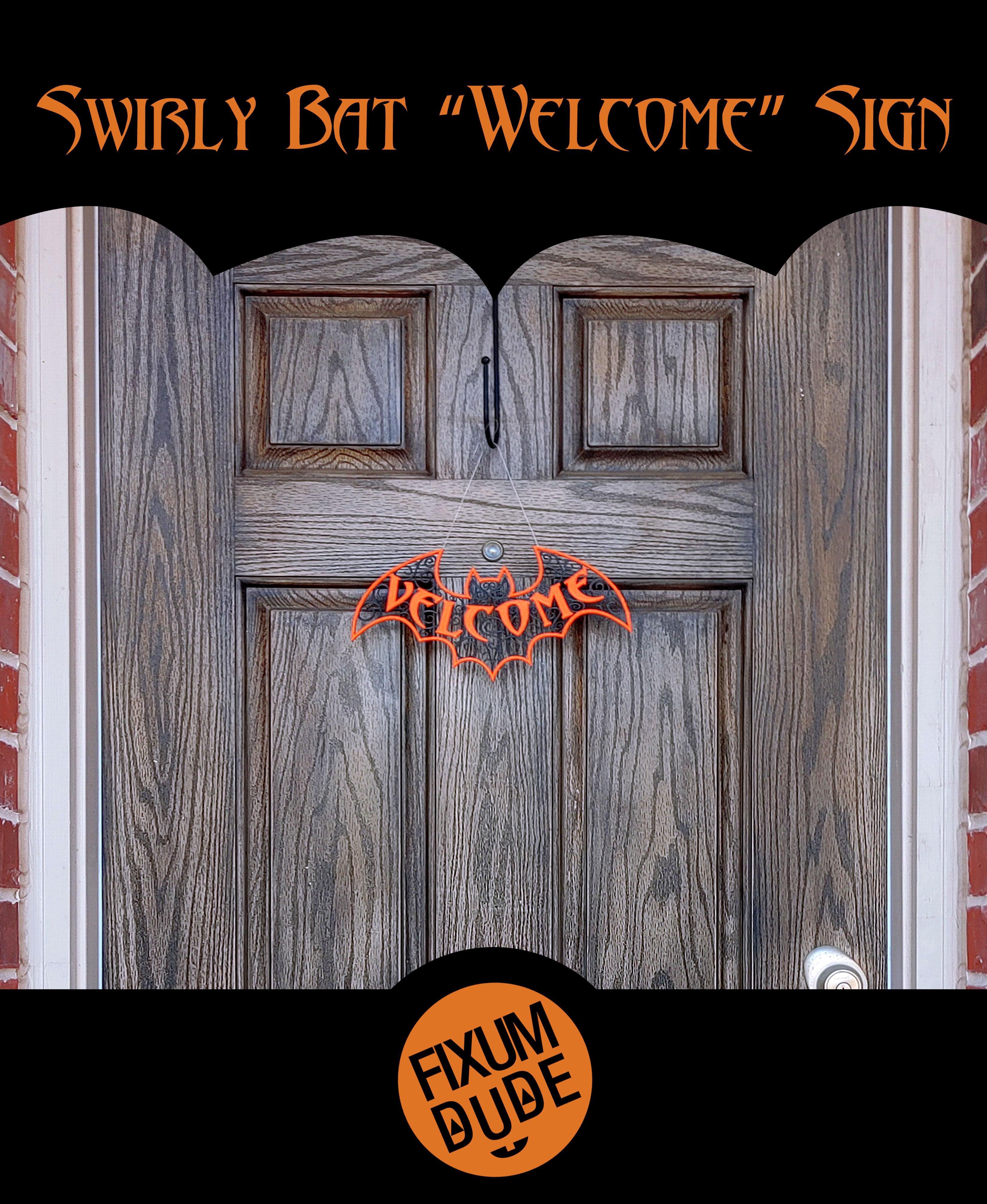 Swirly Bat "Welcome" Sign 3d model