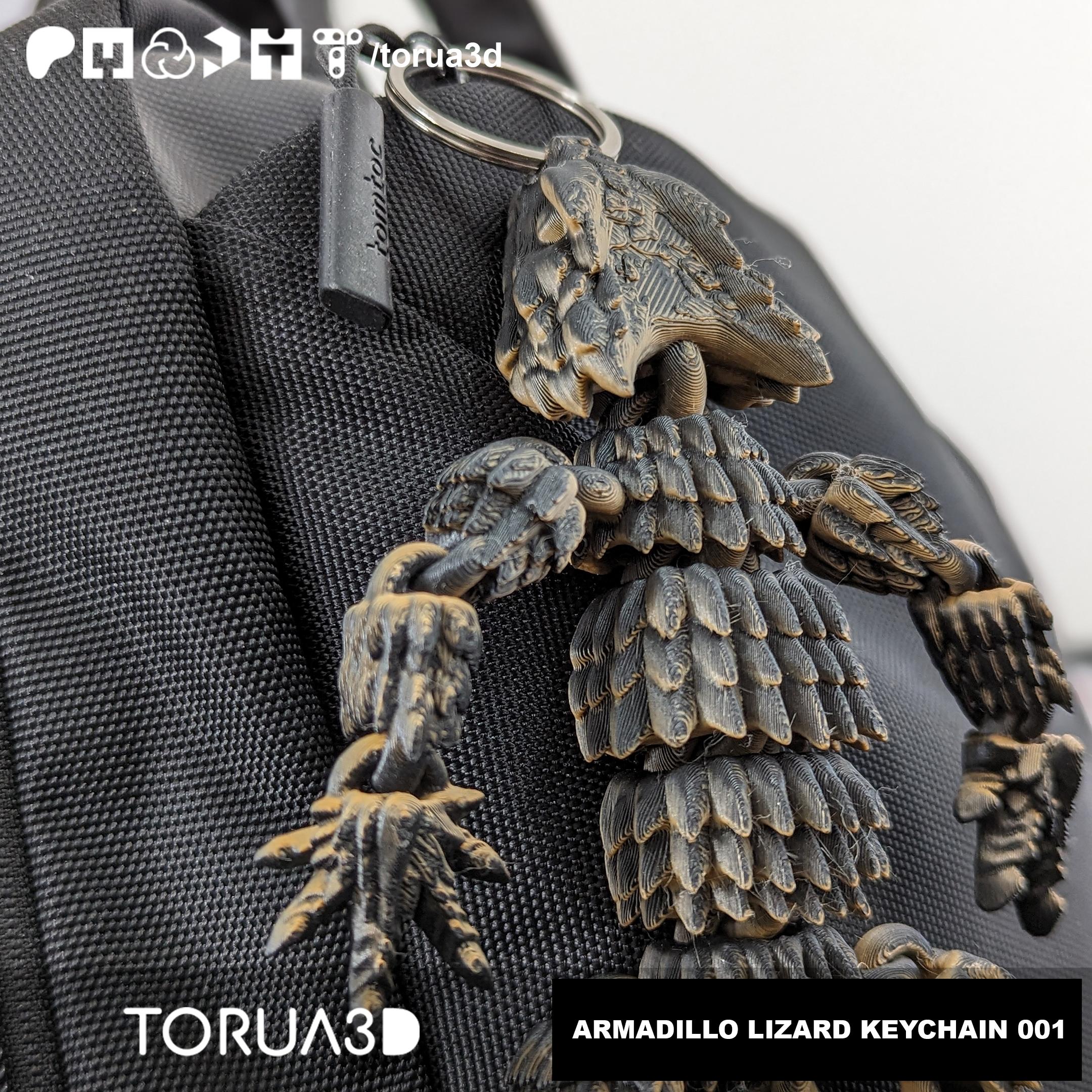 ARMADILLO LIZARD KEYCHAIN 001 - Articulated - Print in place - STL File 3d model