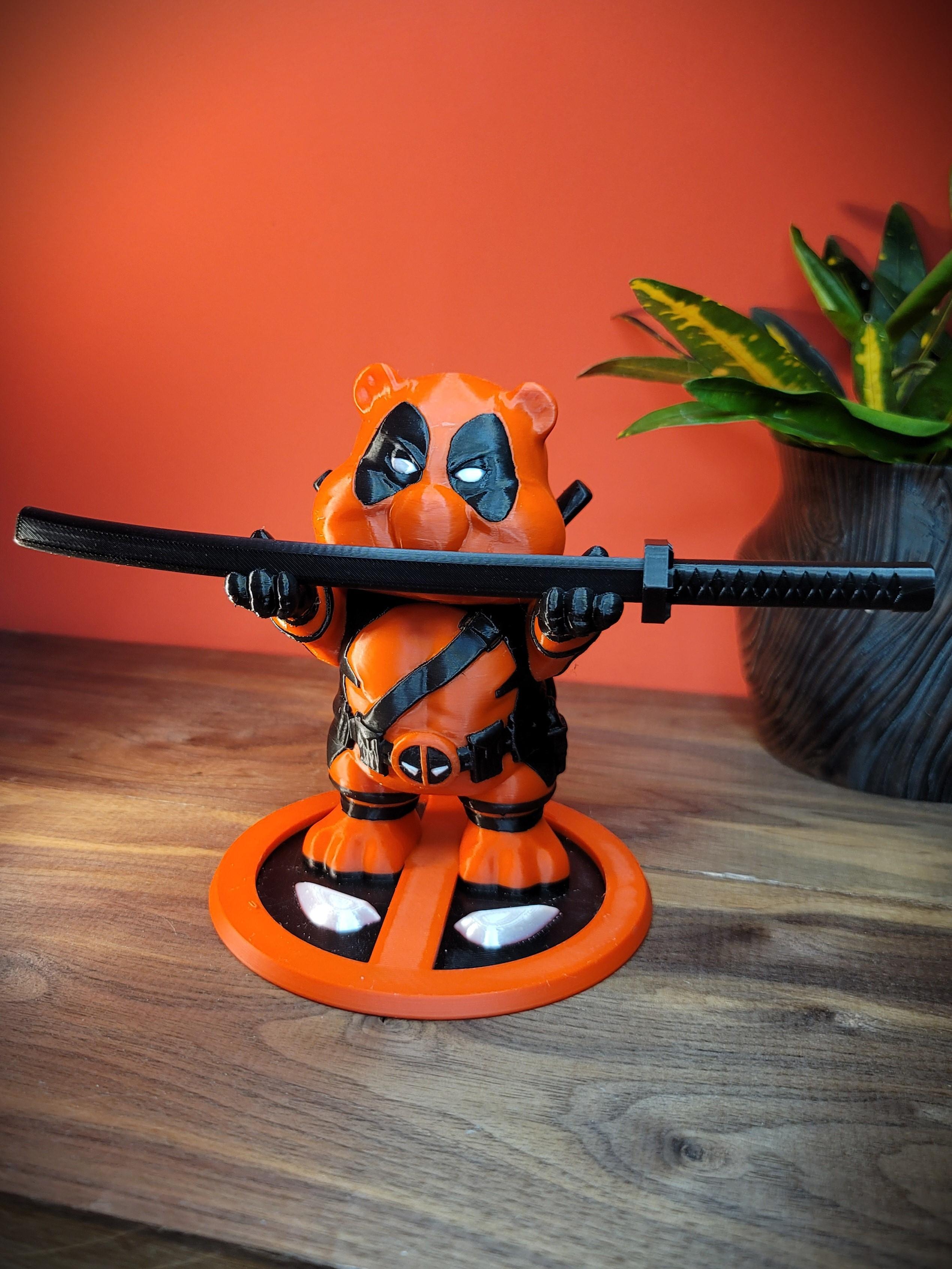 Deadpool bear with katana pen holder  3d model