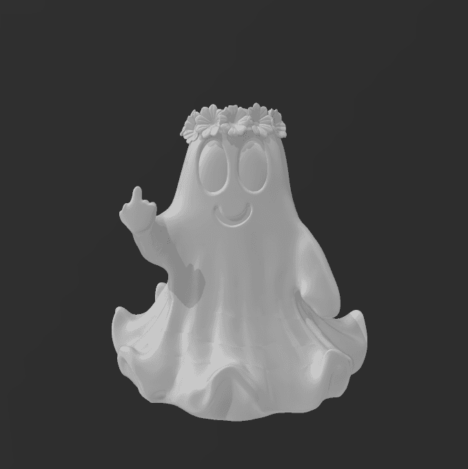 ghost w middle finger with flower crown 3d model