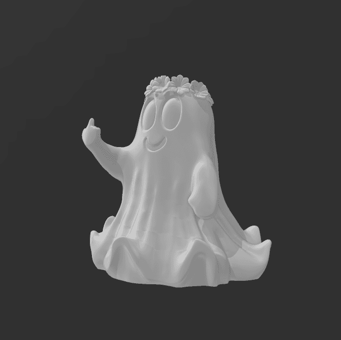 ghost w middle finger with flower crown 3d model