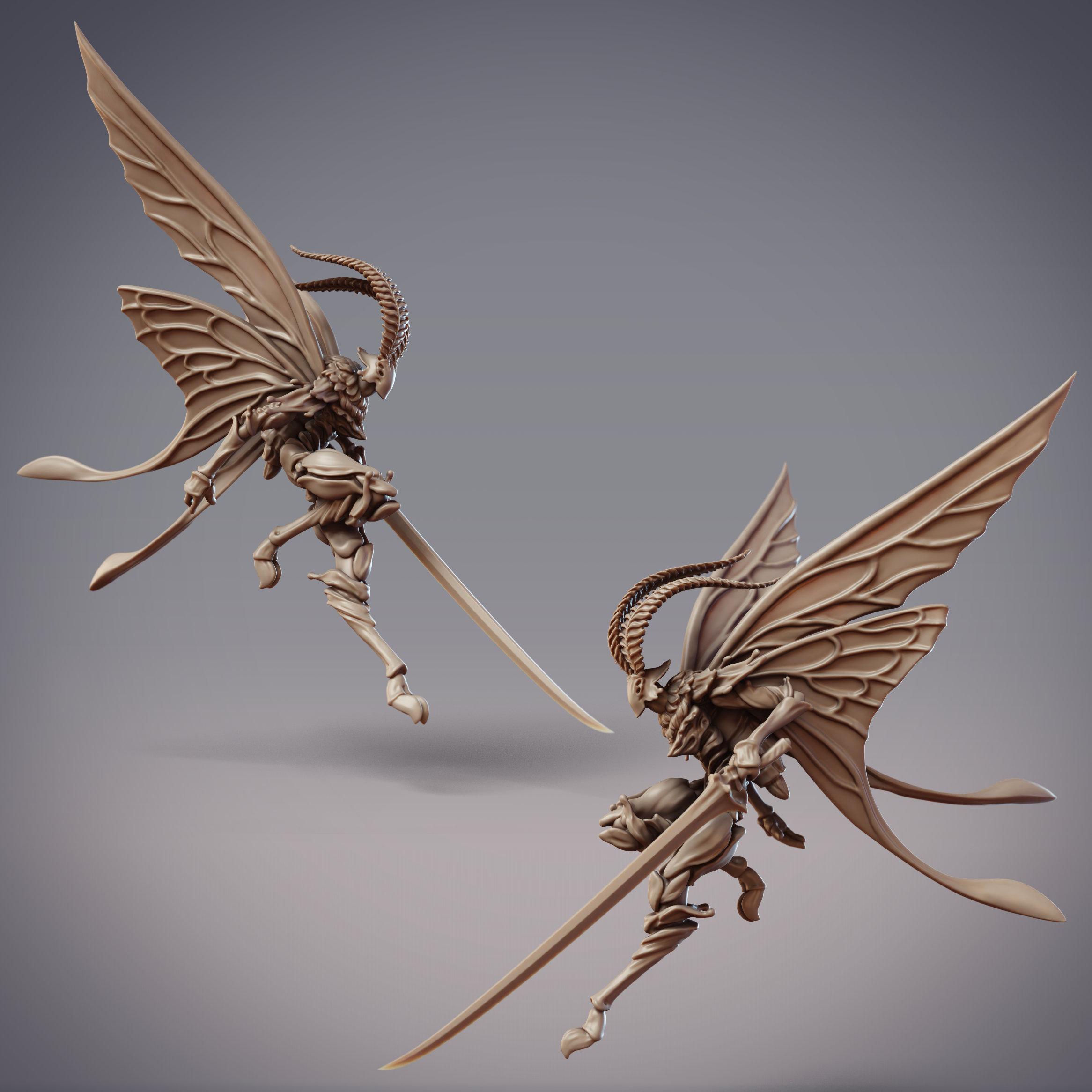 Mothfolk Duelist - Acheron, Fidelium Assassin (Pre-supported) 3d model