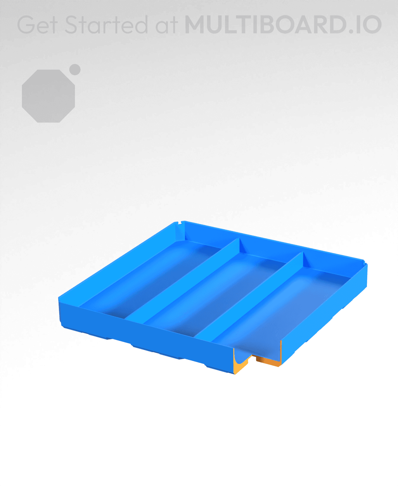 3x3x0.5 - Curved - Divided Bin - Multibin Insert 3d model