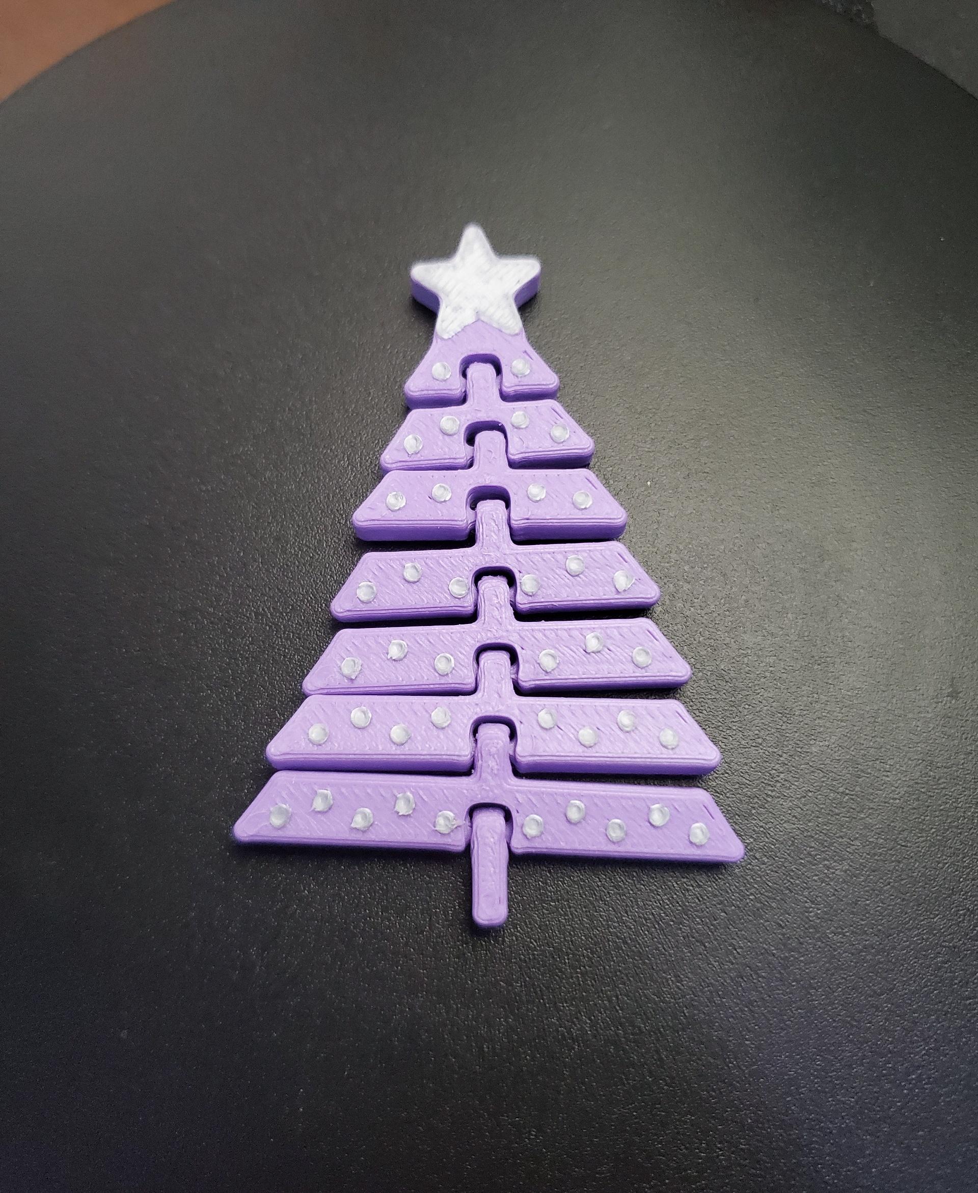 Articulated Christmas Tree with Star and Ornaments - Print in place fidget toys - 3mf - polyterra lavender  - 3d model