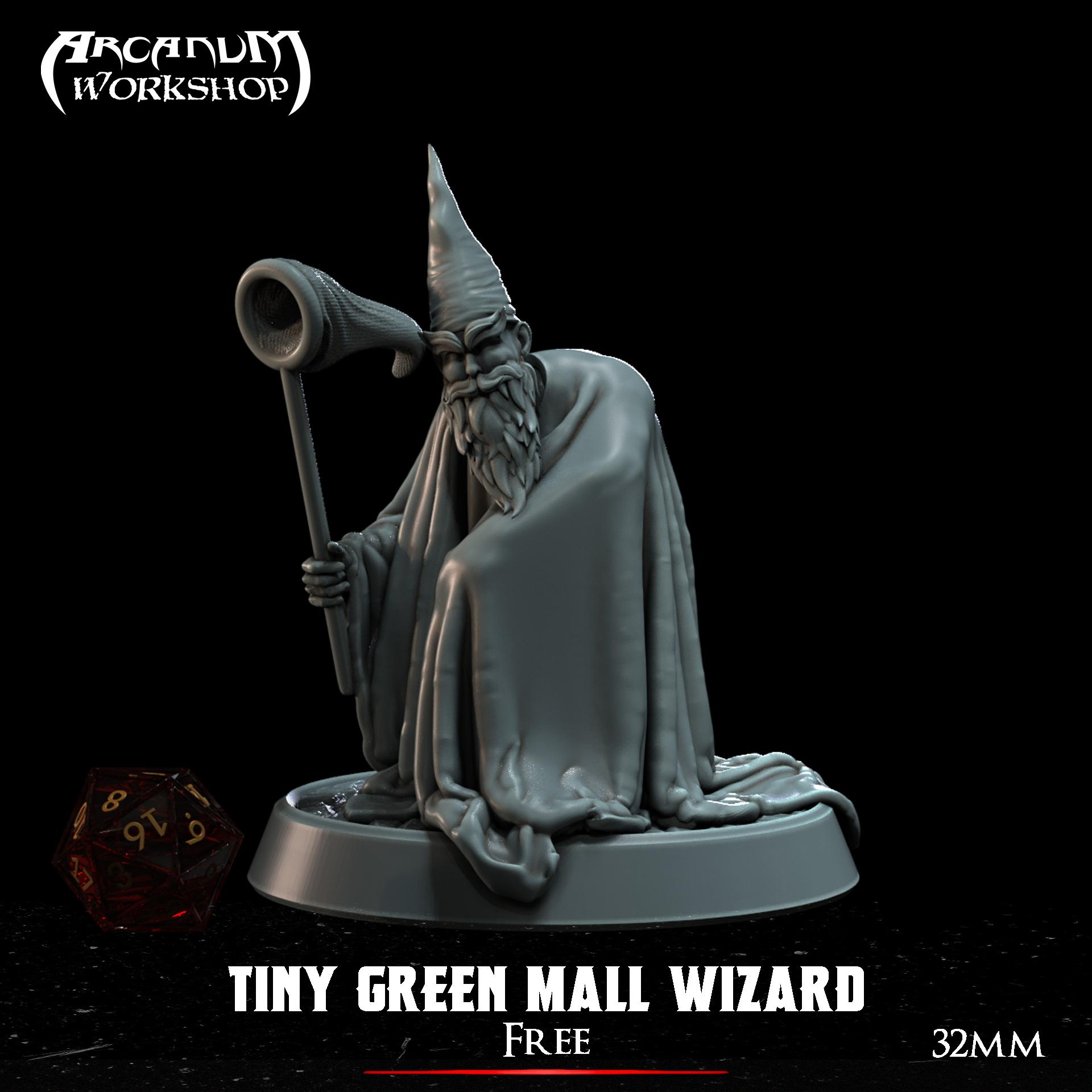 Tiny Green Mall Wizard  32 mm 3d model