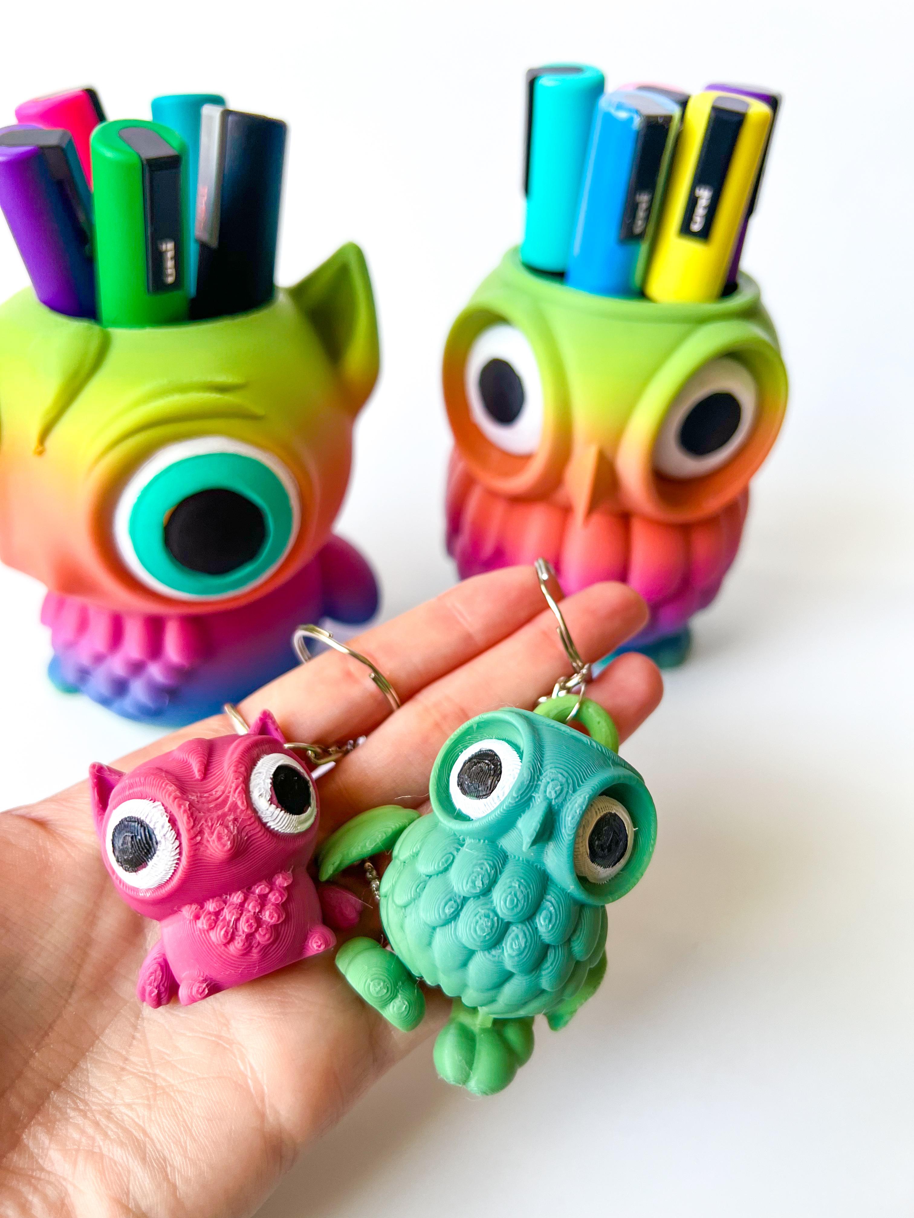 Forrest Cat & Owl Keychain bundle 3d model