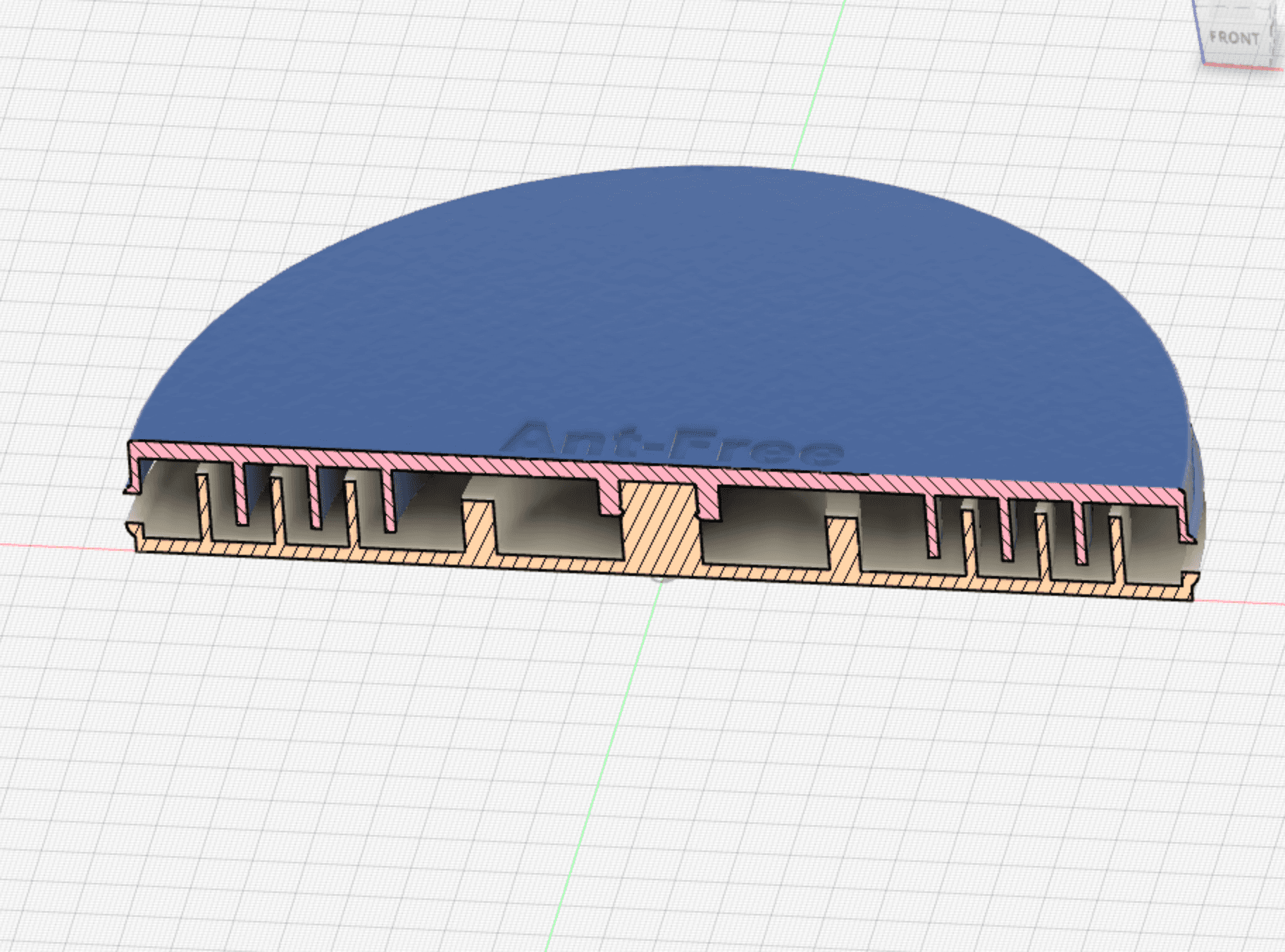 Keep Ants Away From Cat Food - This cross-section shows the maze - the ants smell food and crawl in through the slats on the side, but then get lost wandering around inside. - 3d model