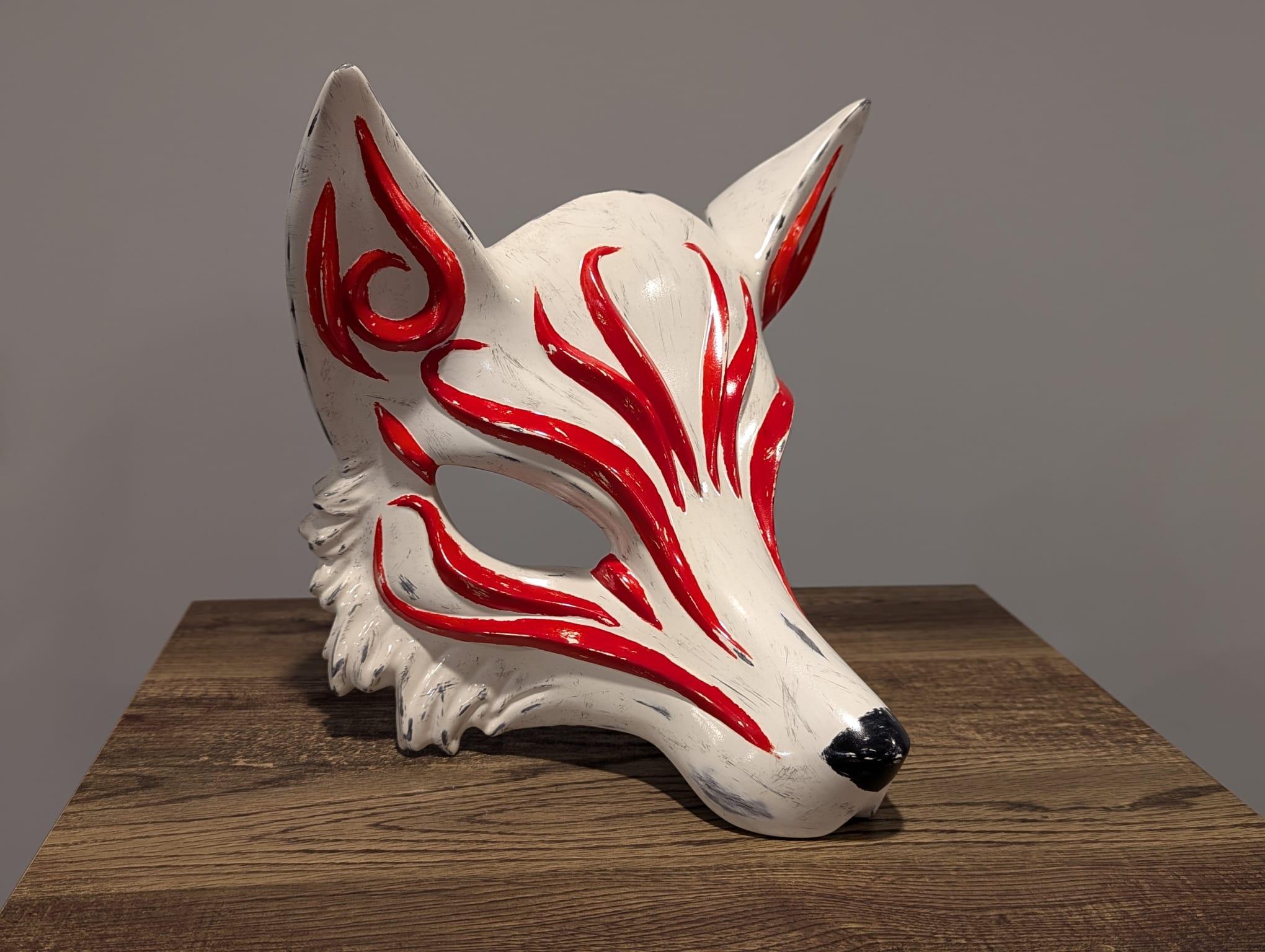 Kitsune Mask  - Love the print! Went with a weathered look. First time airbrushing and weathering. Made lots of mistakes but overall I think it turned out ok. - 3d model