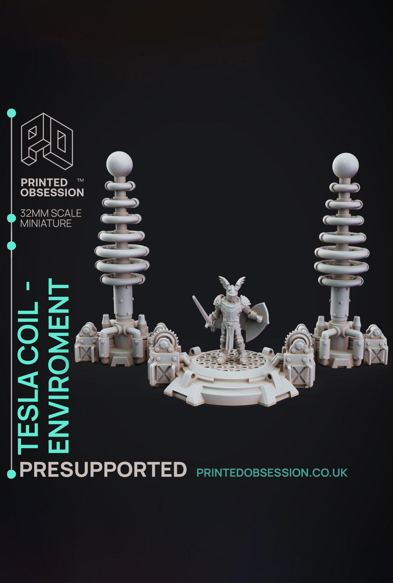 Tesla Coil - Dr Frankensteins Monster - PRESUPPORTED - Illustrated and Stats - 32mm scale			 3d model