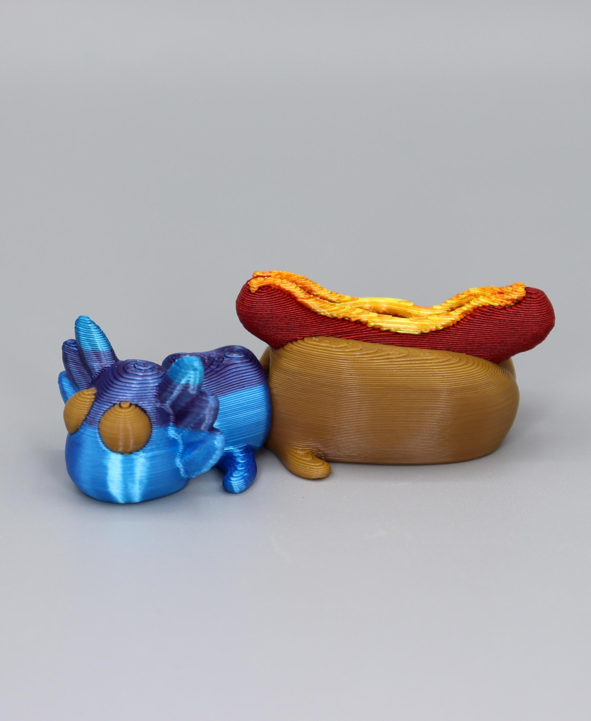 Cute Flexi Axolotl - Hotdogotl - Hot dog dinner :) - 3d model