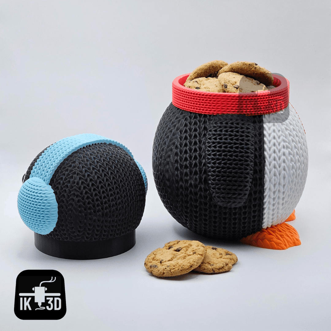 Knitted Penguin Cookie Jar / Container /3MF Included 3d model