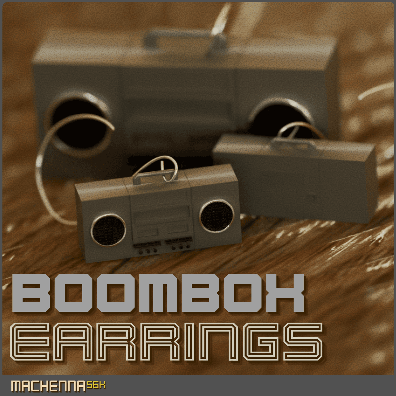 Boombox Earring | 80s Retro 3d model