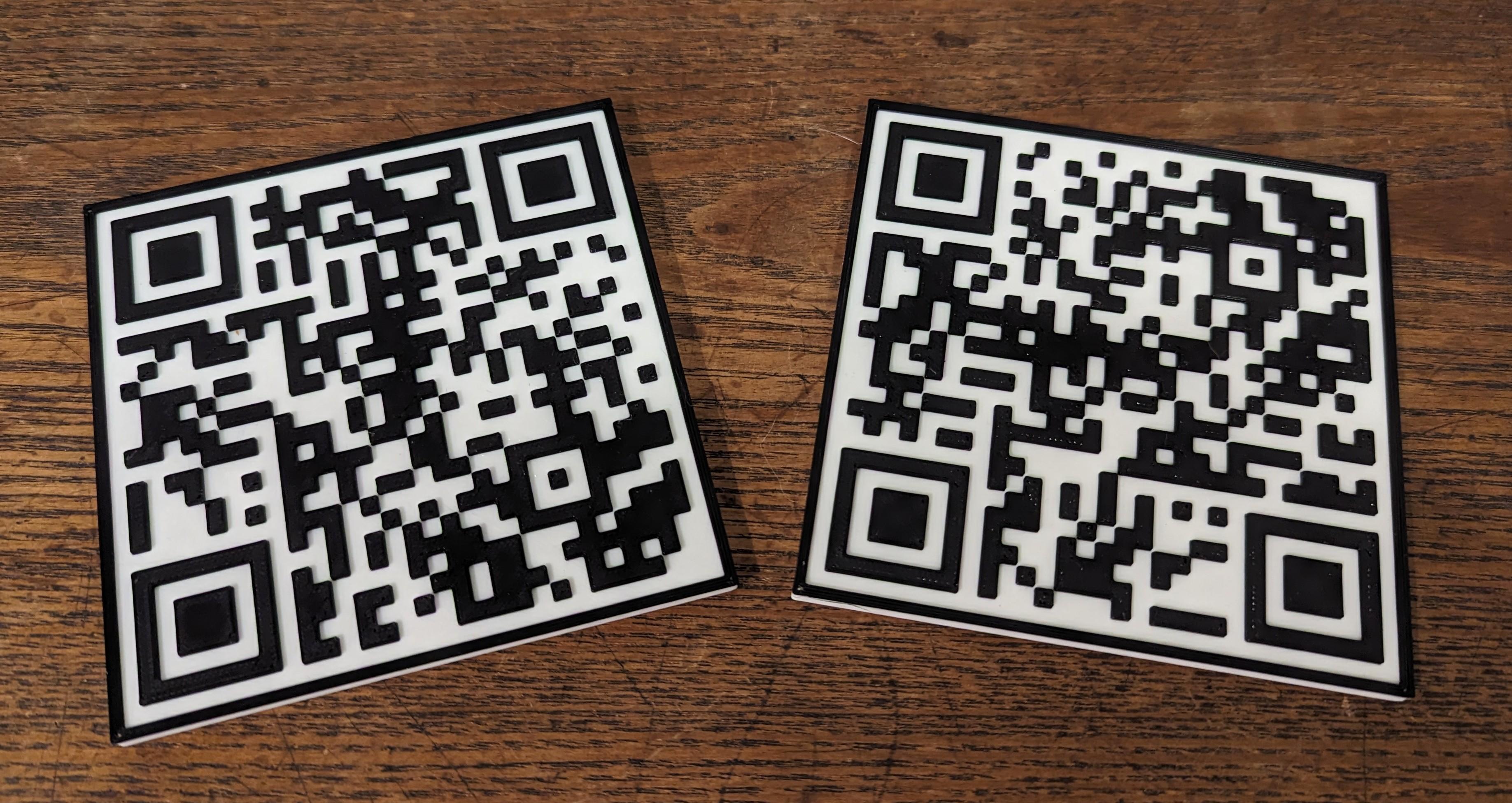 Rick Roll QR Coaster - Printed in @Polymaker_3D White and @prusament Jet Black - 3d model