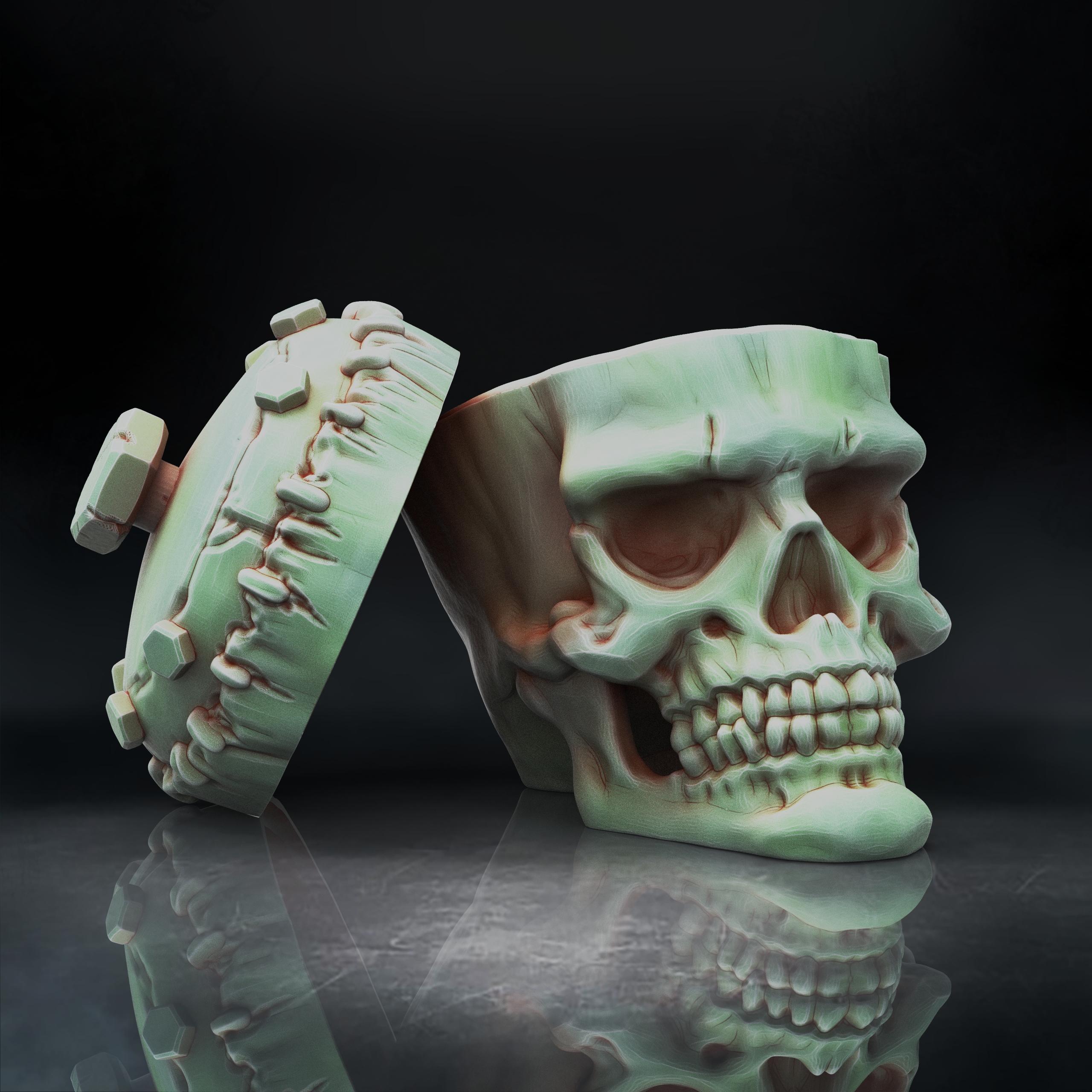 Frankenstein Monster skull bowl (Pre-Supported) 3d model