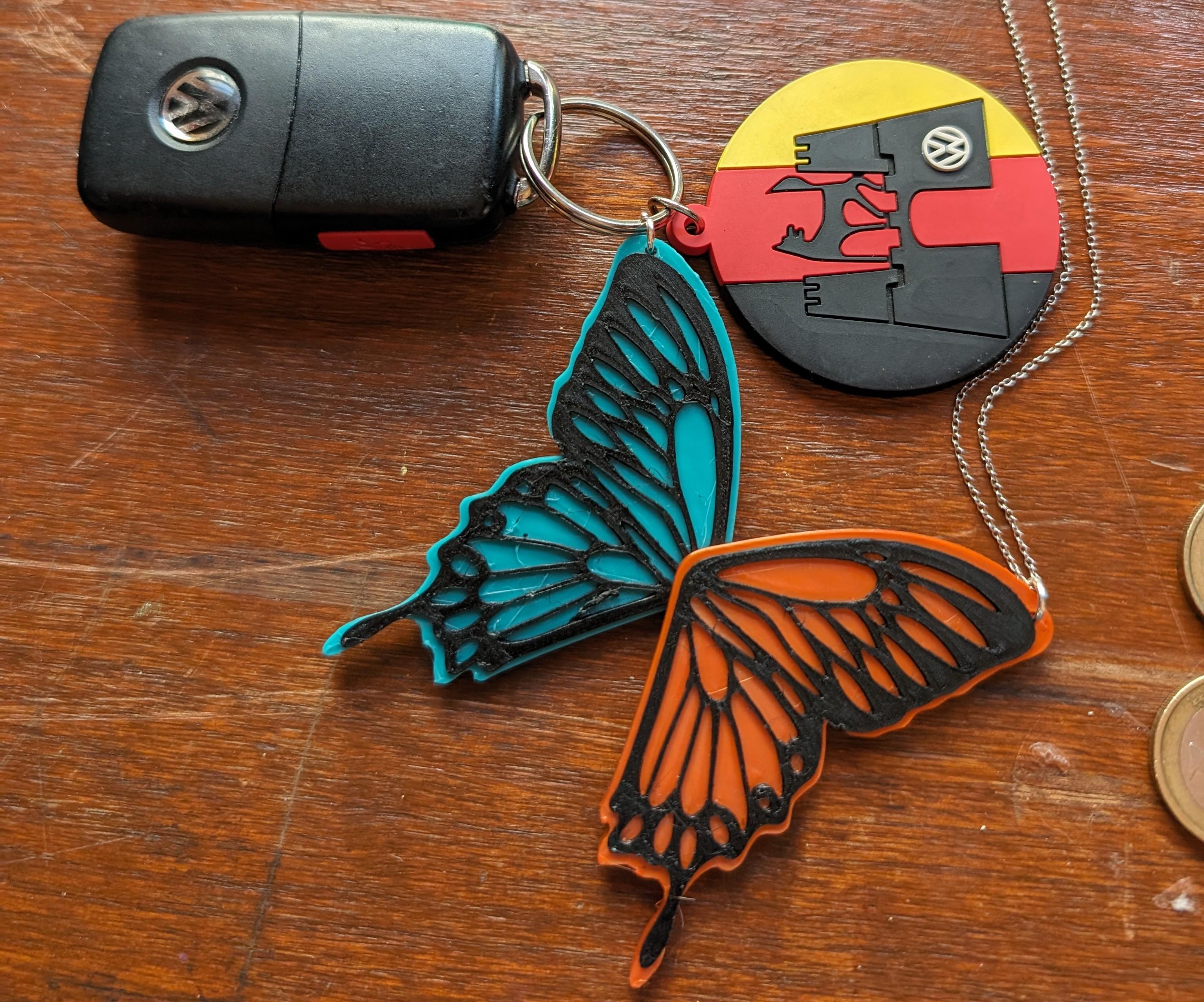 Magnetic Connecting Butterfly Wings - Hidden magnet kissing butterfly wing pendants. Two colors  3d model
