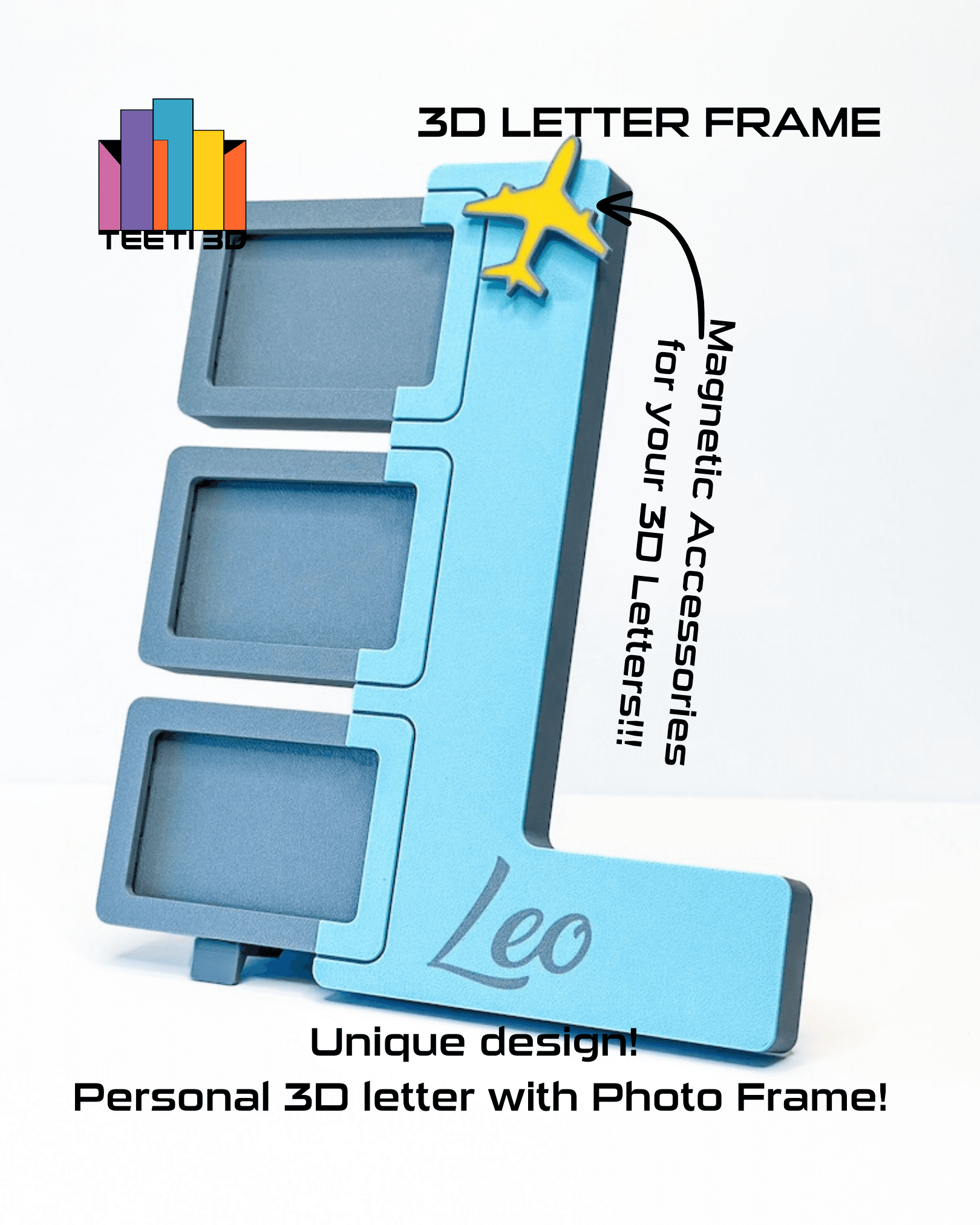 3D Letter "L" with Photo Frame 3d model