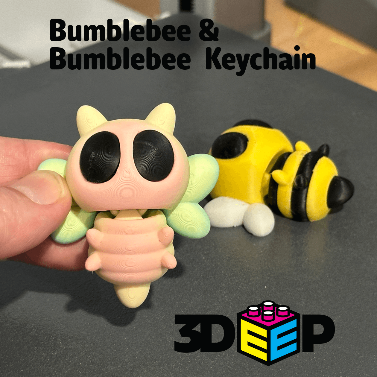 Bumblebee & Keychain - Print in place - No Supports 3d model